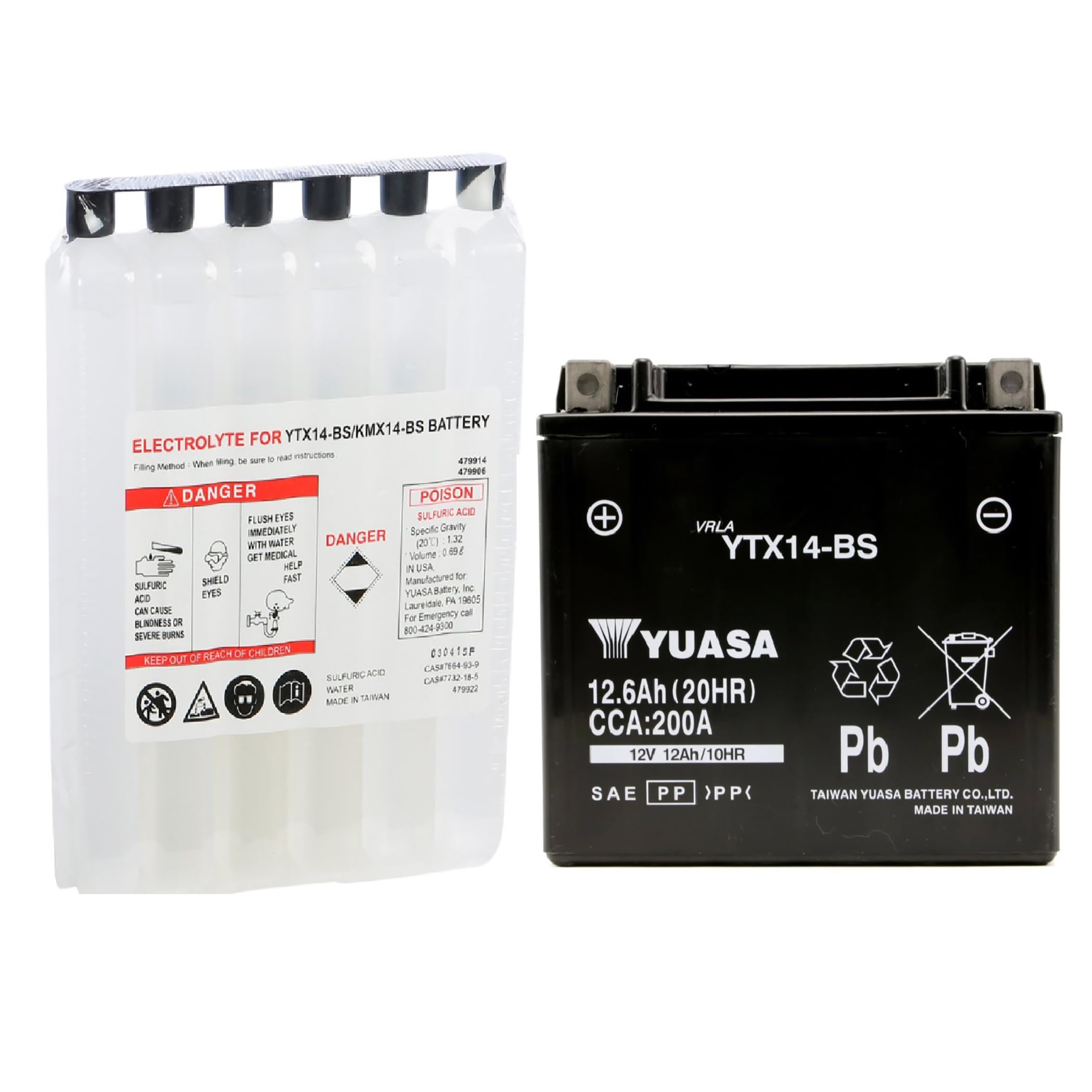 Yuasa Ytx14-Bs Battery For Honda Fl 400 R Pilot 1989-90