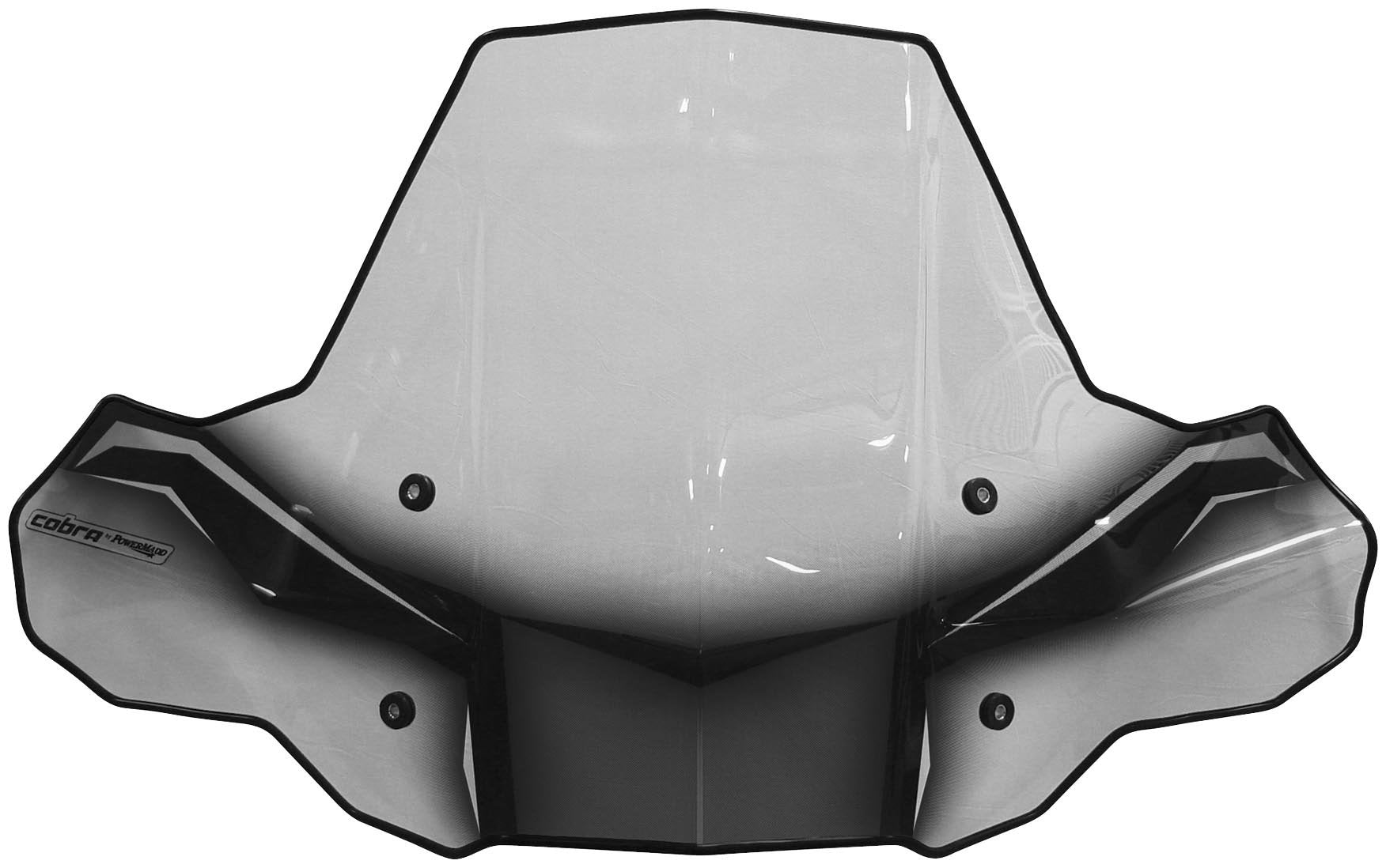 Powermadd 24570 Protek Windshield For Atv - Standard Mount - Clear With Black Graphics And Headlight Cut-Out
