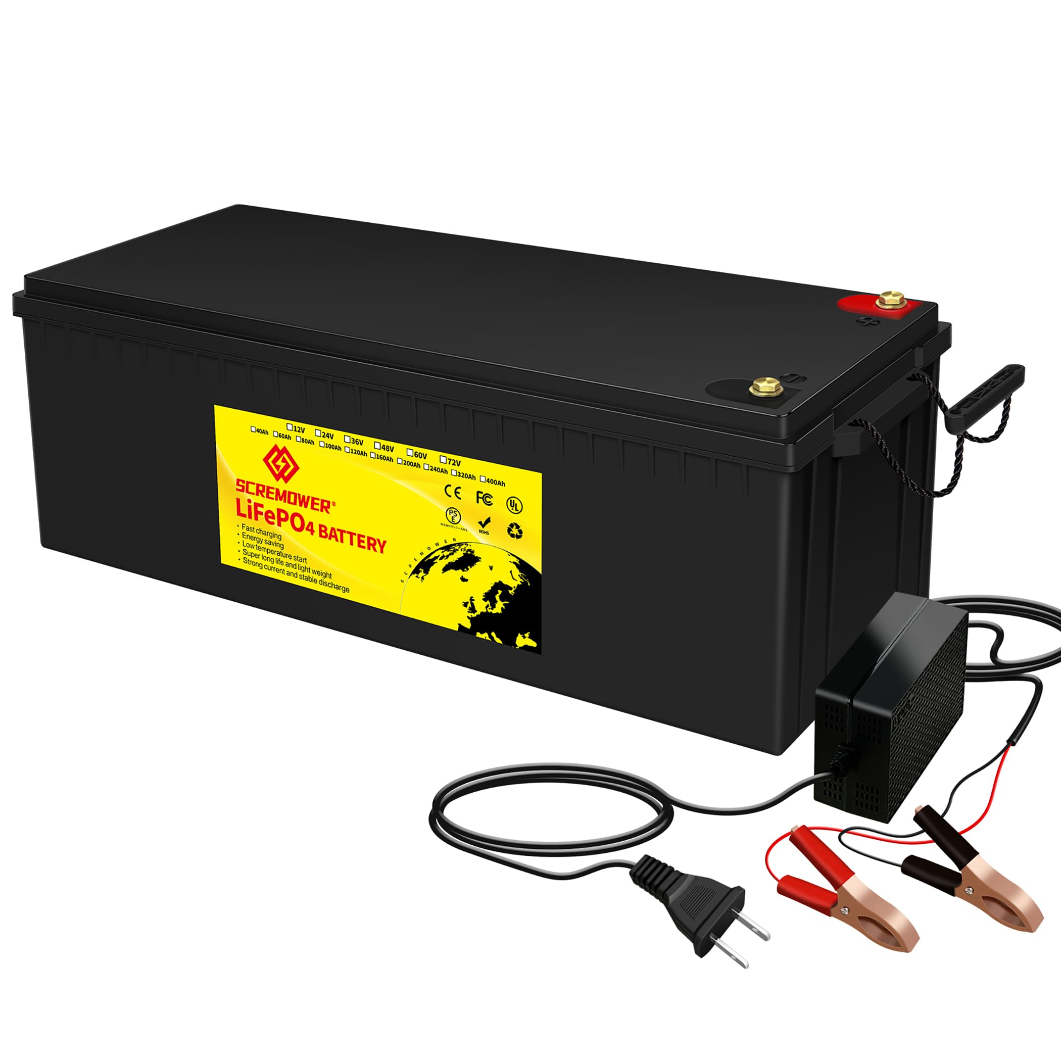 48V 100Ah Lifepo4 Battery Deep Cycle Lithium Iron Phosphate Rechargeable Battery Built-In Bms Protect Charging And Discharging High Performance For Golf Cart Ev Rv Solar Energy Storage Battery