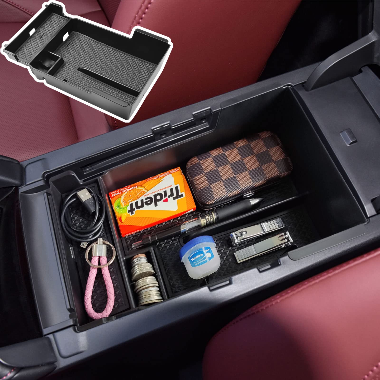 Tacorbo Center Console Organizer Compatible With Mazda 3 Accessories 2025 2024 2023 2022 2021 2020 2019 Axela Insert Tray, Armrest Secondary Storage Box,Black Trim