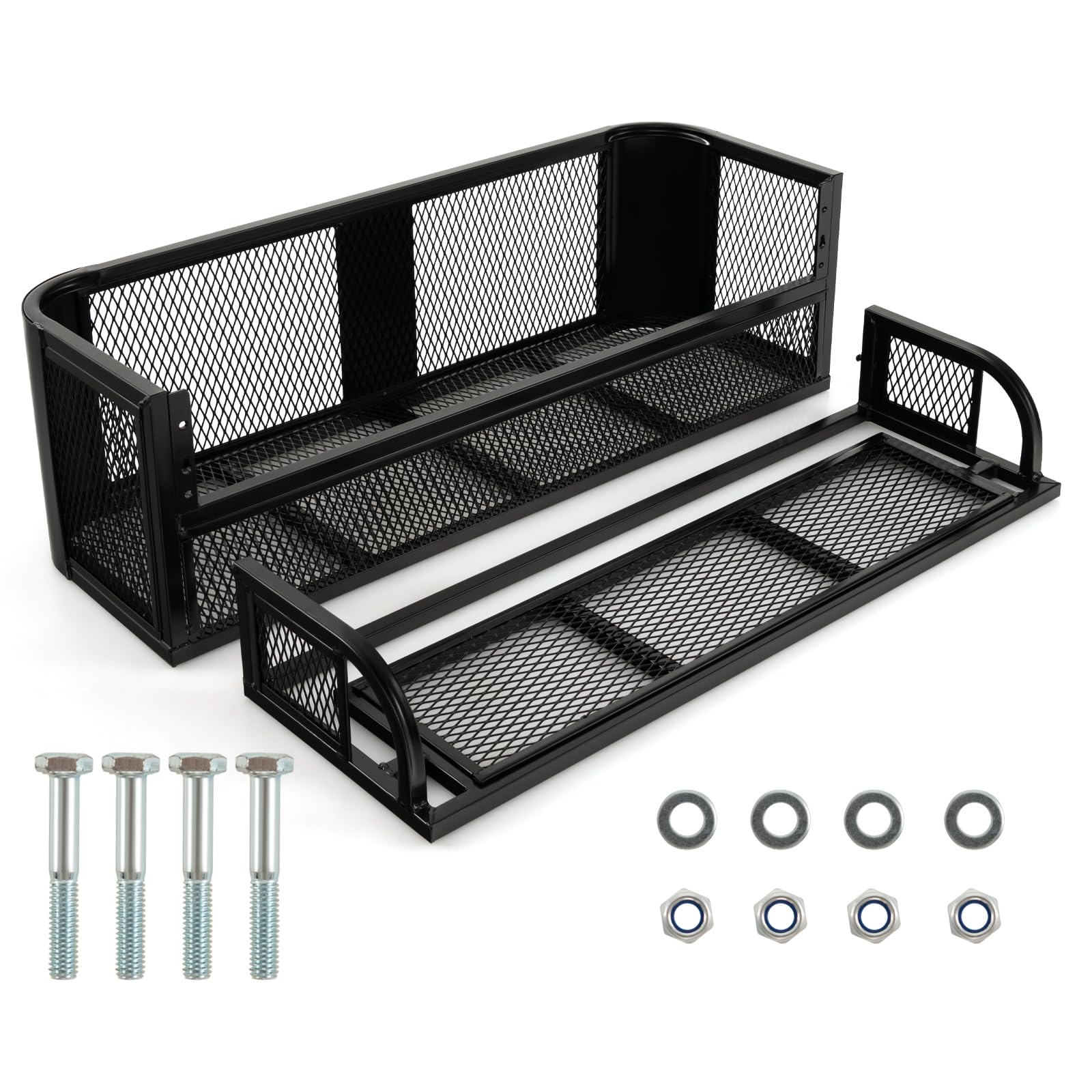 Ironmax Atv Rear Drop Cargo Basket, Heavy Duty Steel Luggage Storage Carrier Box W/ 12.5’’ Protective Rail, Easy To Install, Atv/Utv Cargo Rack Accessories, 41’’L X 26.5’’W X 12.5’’H