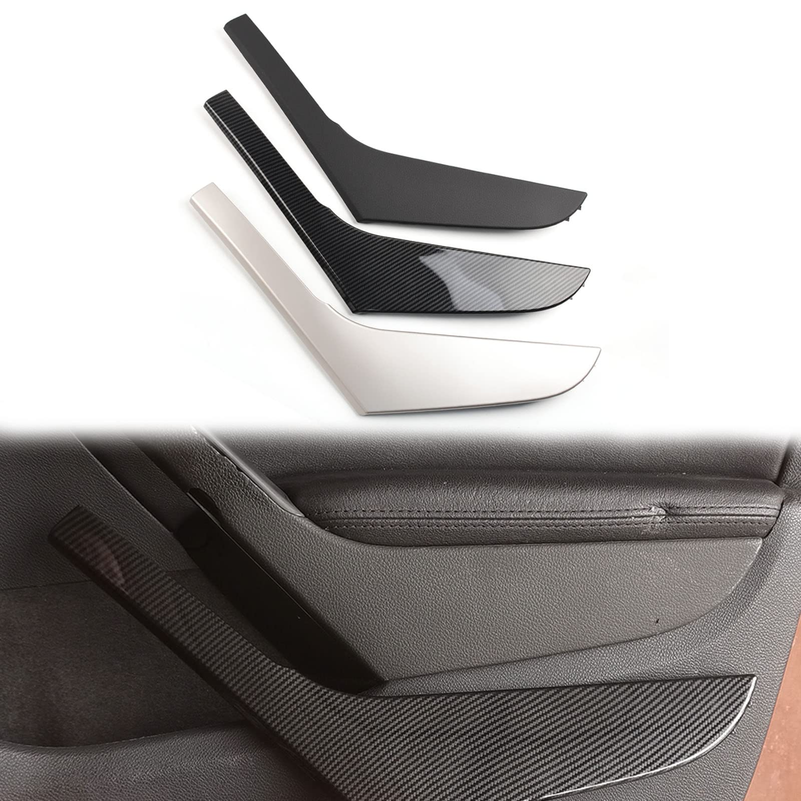 Fouedy Interior Car Front Rear Left Right Door Handle Cover Panel Trim Replacement For Vw Golf 6 Sedan Gti Mk6 2009-2014 (Black-Left)