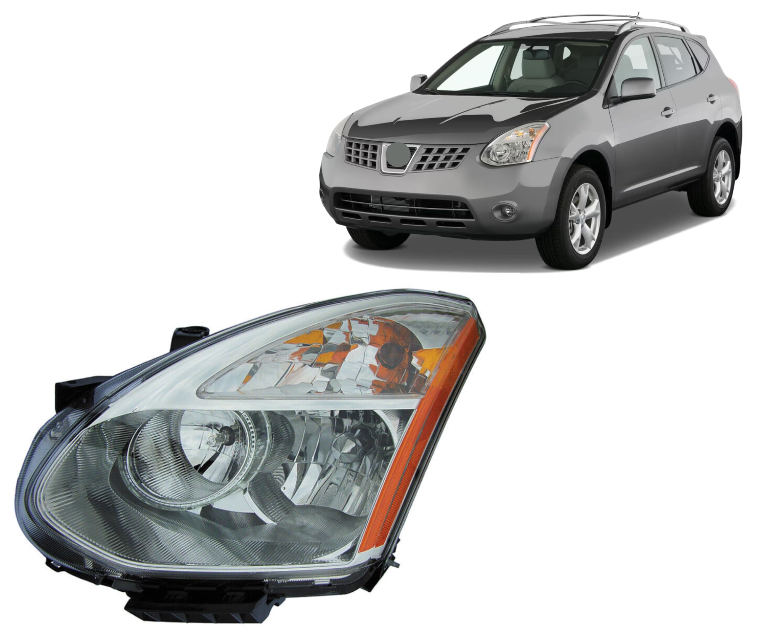 Alligator Auto Lights Headlamps Compatible With Nissan Rogue 2008-2010 Xenon W/O Hid Kit Headlight Assembly Right Side/Passenger Side Partslink: Ni2518110 / Oem: 26075-Jm72A Dot/Sae Compliant