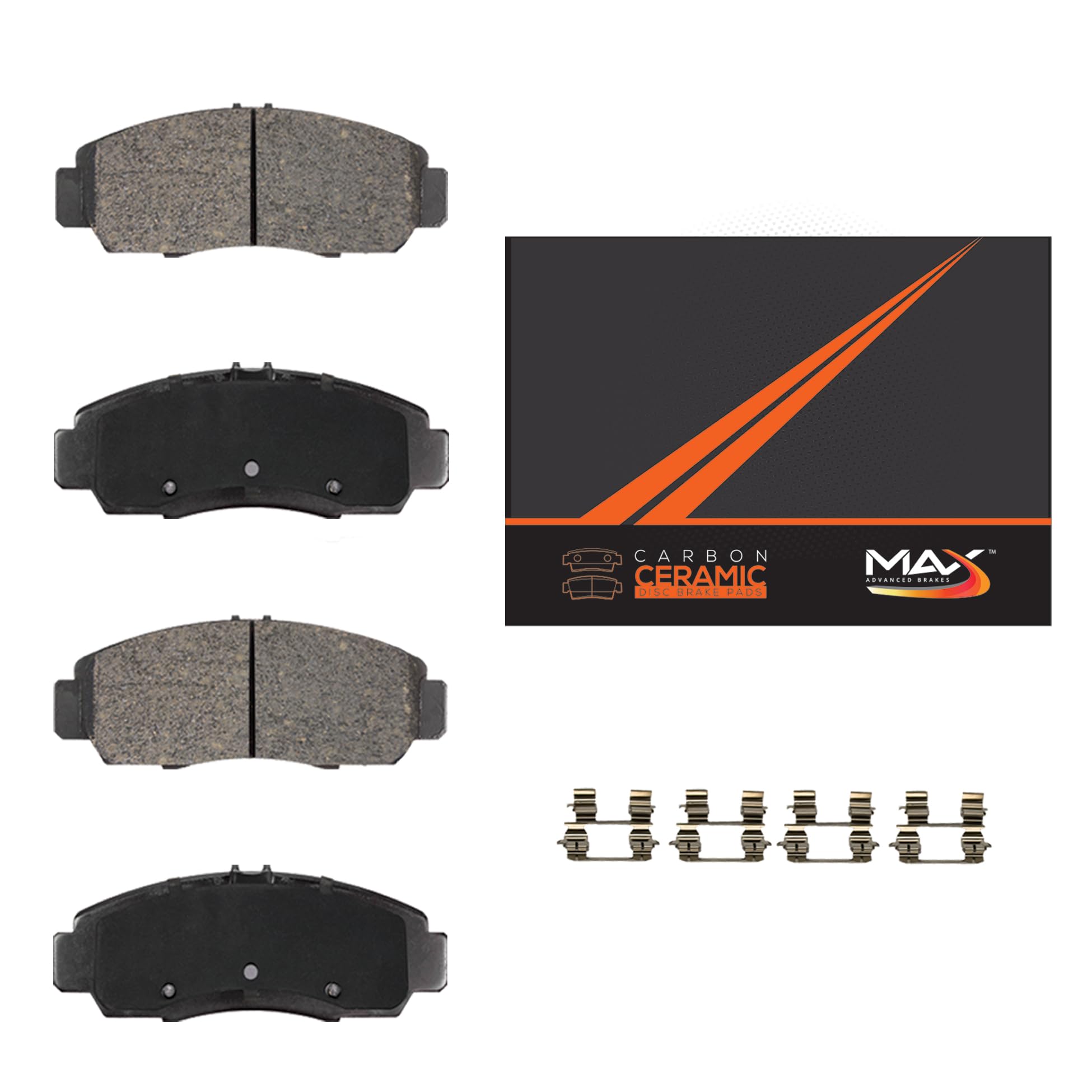 Max Advanced Brakes Front Brake Pad Compatible With 2006-2013 2014 2015 2016 2017 2018 2019 2020 2021-2023 Ram 1500 Compatible With Ram 1500 Ram 1500 Classic, Carbon Ceramic Pad W/Hardware