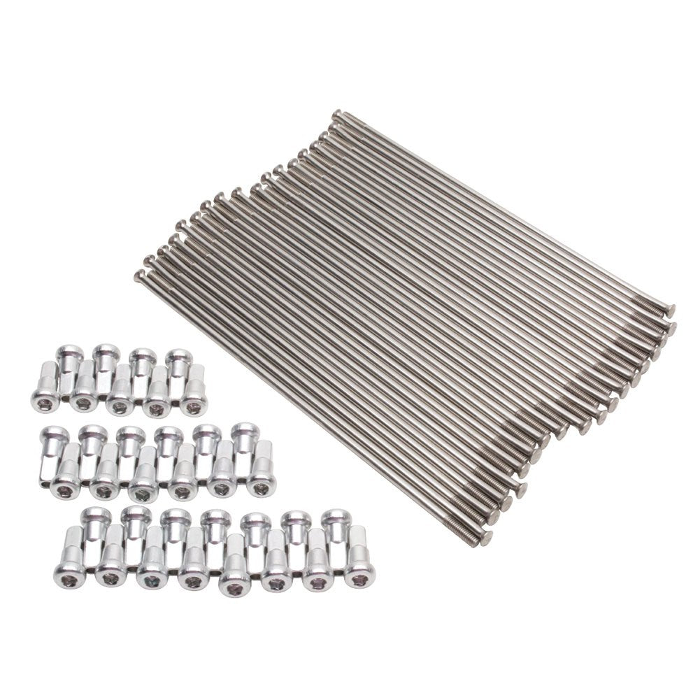 Tusk Motorcycle Spoke Kit - Rear 19' Silver Spoke/Silver Nipple Compatible With Honda Crf250R 2005-2025/Crf450R 2005-2025