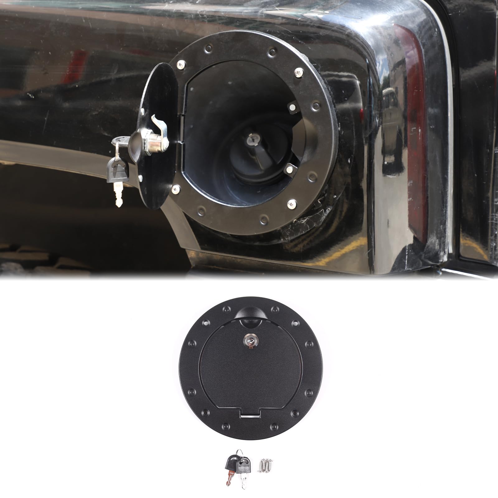 Piugilh Locking Fuel Filler Tank Door Fit For Hummer H3 2005-2009 Exterior Accessories, Black Lock Gas Tank Cap Cover