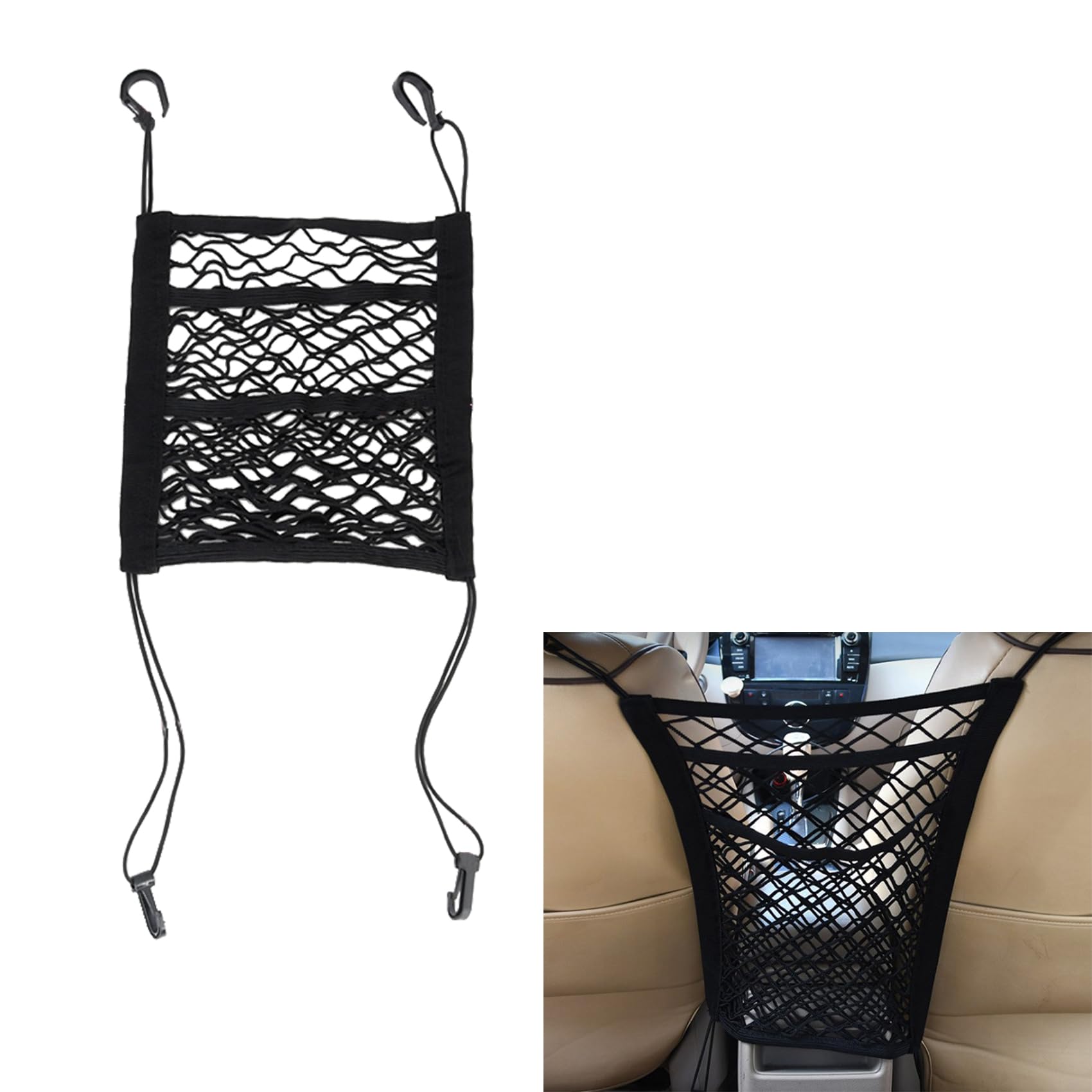 Car Organizer, Car Backseat Organizer, 3-Layer Car Mesh Organizer, Four-Side Elasticity Car Purse Net, Barrier Of Backseat Pet Kids, Car Interior Accessories Net Pocket Organizer Fit For Most Cars