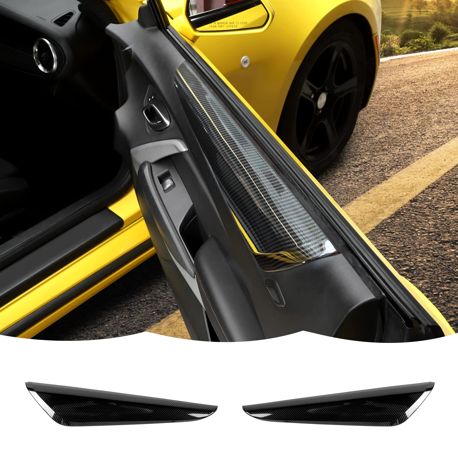 Interior Door Panel Armrest Trim Cover Decoration Interior Accessories For Chevrolet Camaro 2016-2022,Carbon Fiber Grain