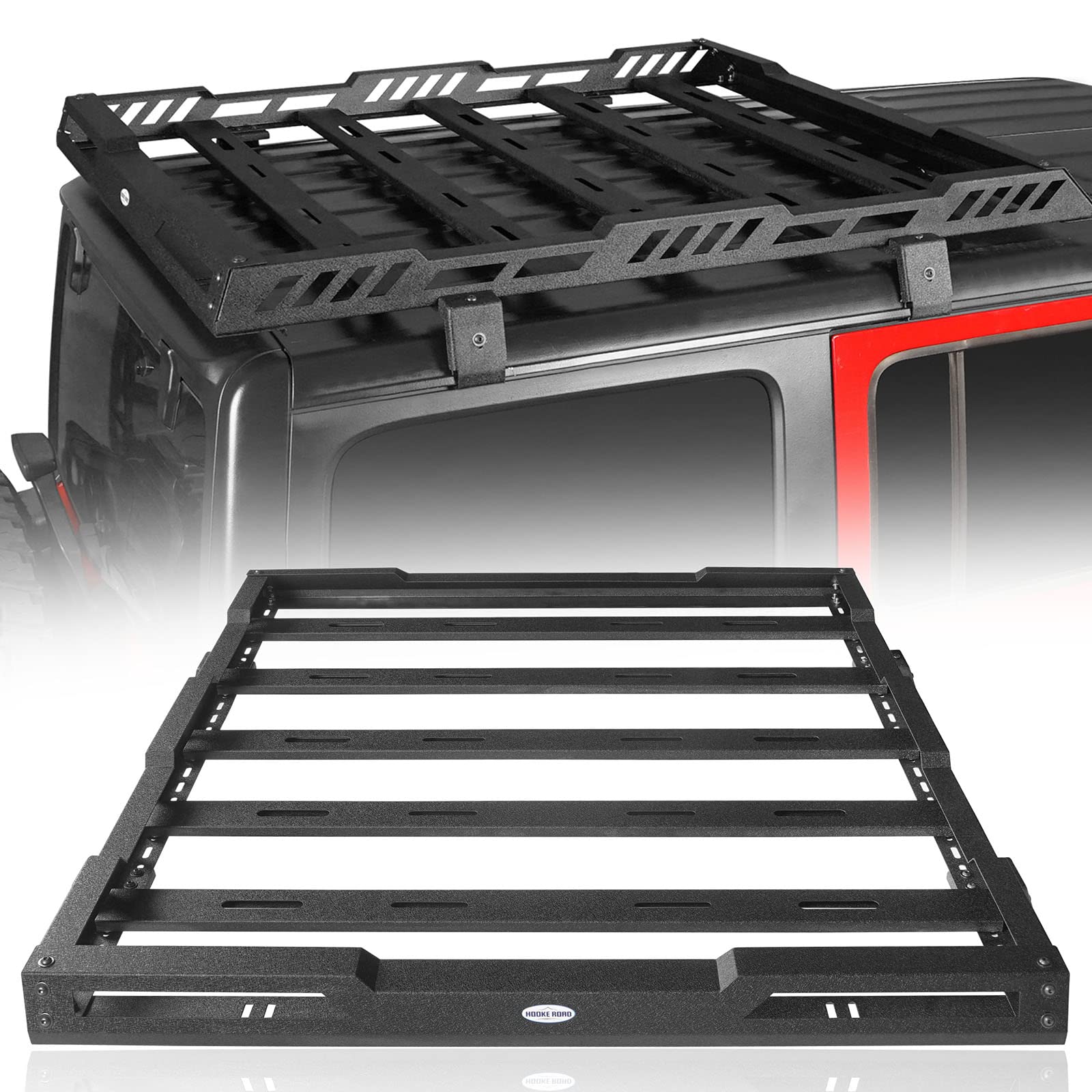 Hooke Road Roof Rack Cargo Basket Crossbar For 2018-2025 Jeep Wrangler Jl 2 Or 4 Doors & Gladiator Jt (Hard Top Only)