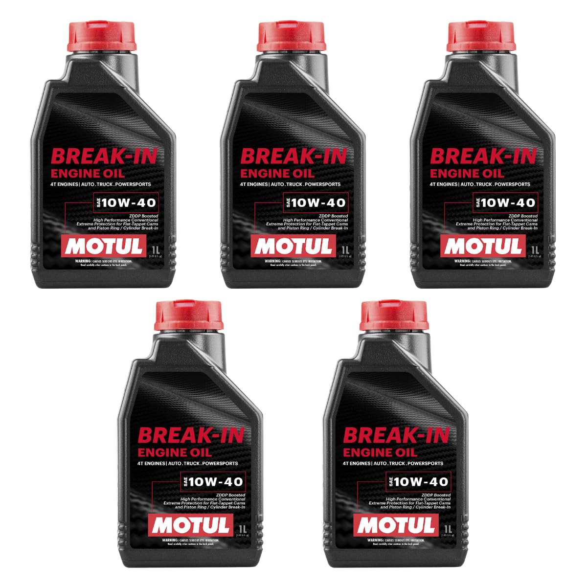 Motul 108080 Set Of 5 Break-In 10W-40 Mineral Oil 1-Quart Bottles