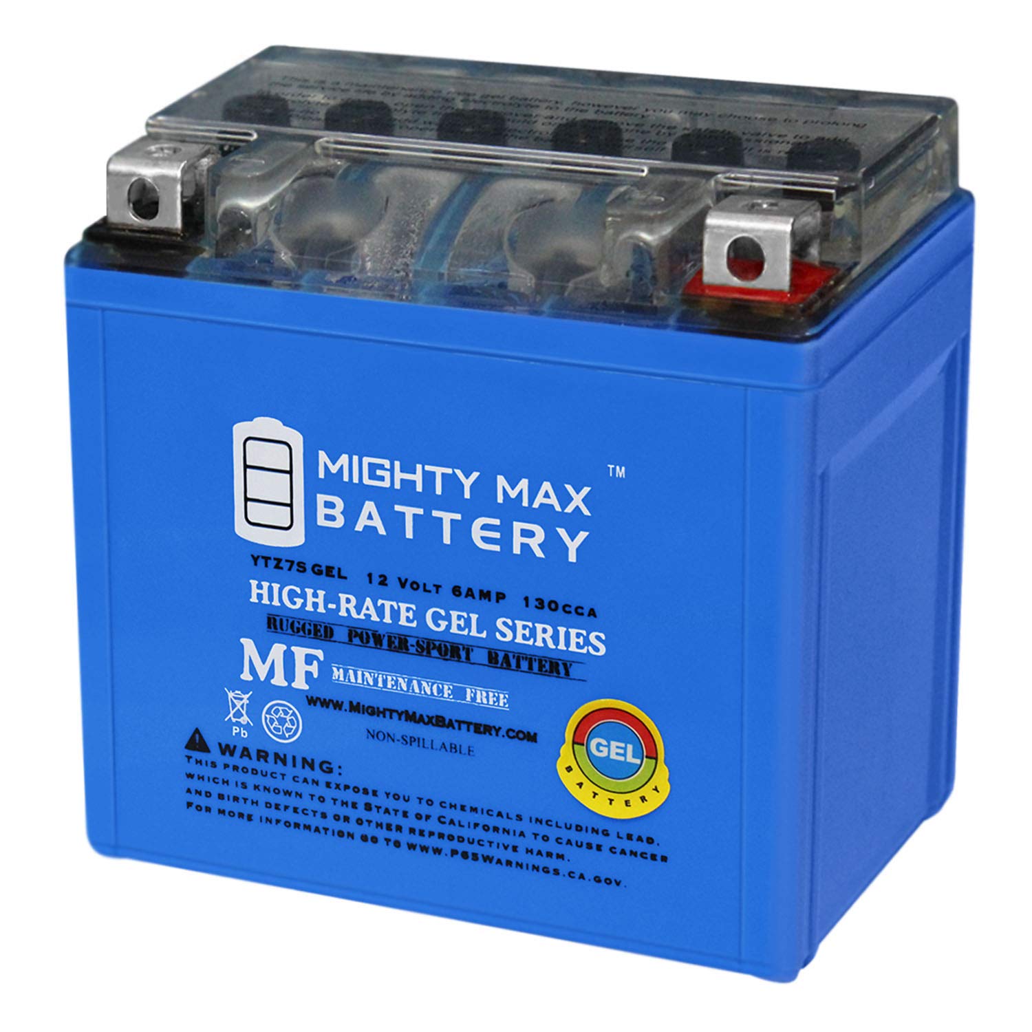 Mighty Max Battery Ytz7Sgel -12 Volt 6 Ah, Gel Type, 130 Cca, Rechargeable Maintenance Free Sla Agm Motorcycle Battery