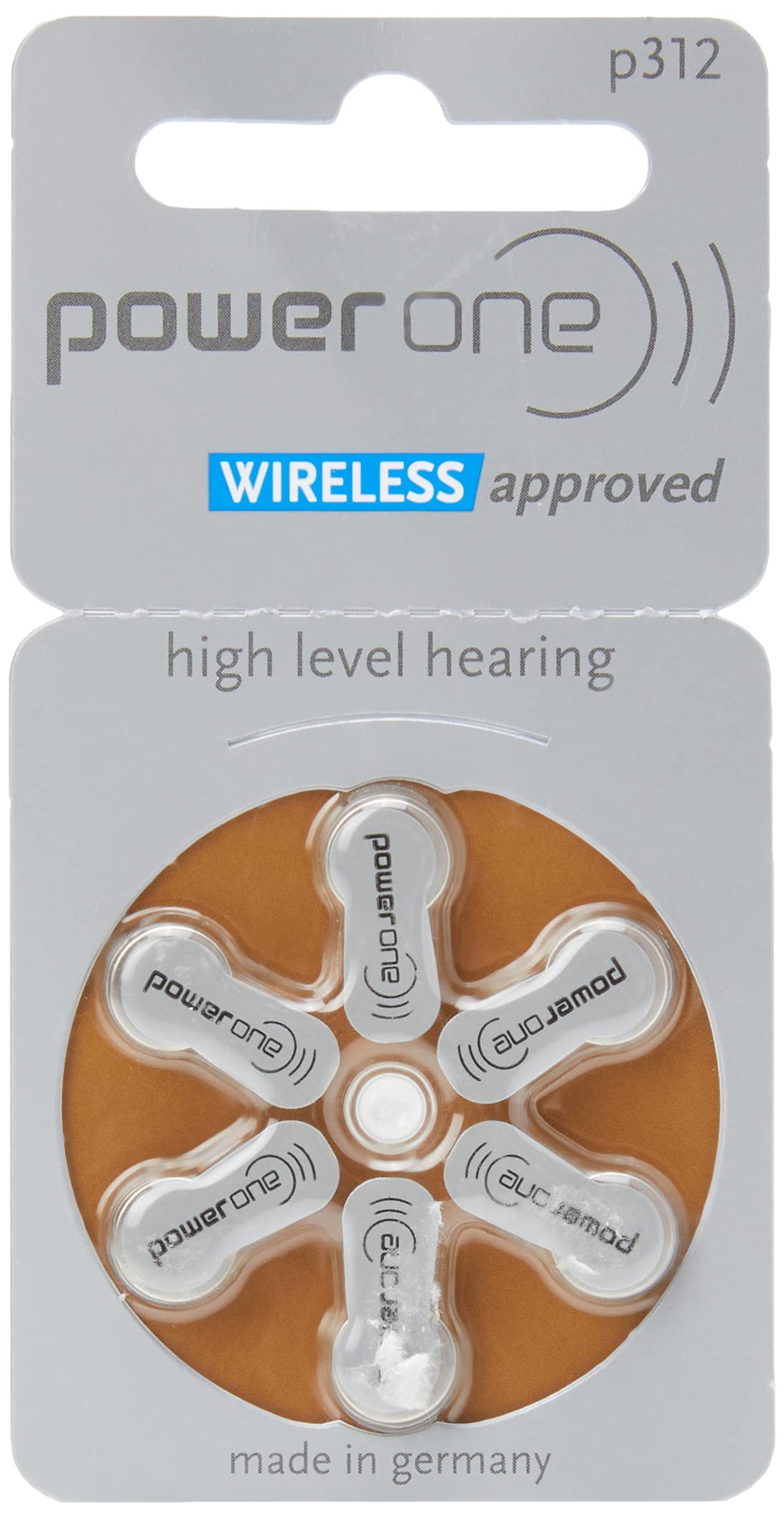 Power One Hearing Aid Batteries P312 Brown, 1.45 V, 170 Mah - Pack Of 6