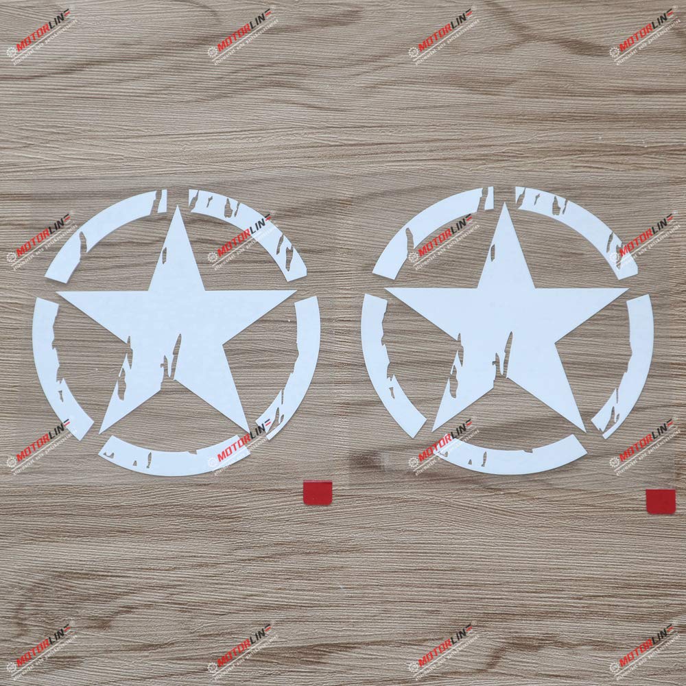 (2) 4'' Army Star Decal Sticker Car Vinyl Fit For Jeep Toyota White Distressed A Sda1