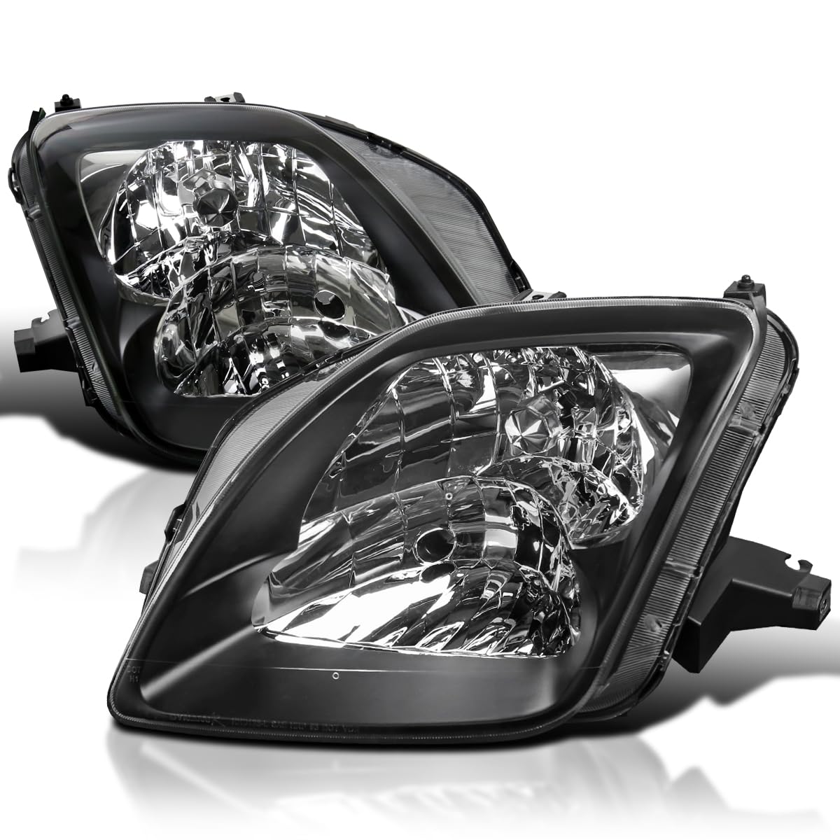 Spec-D Tuning Black Bezel Headlights Compatible With 1997-2001 Honda Prelude L+R Pair Head Light Lamp Assembly
