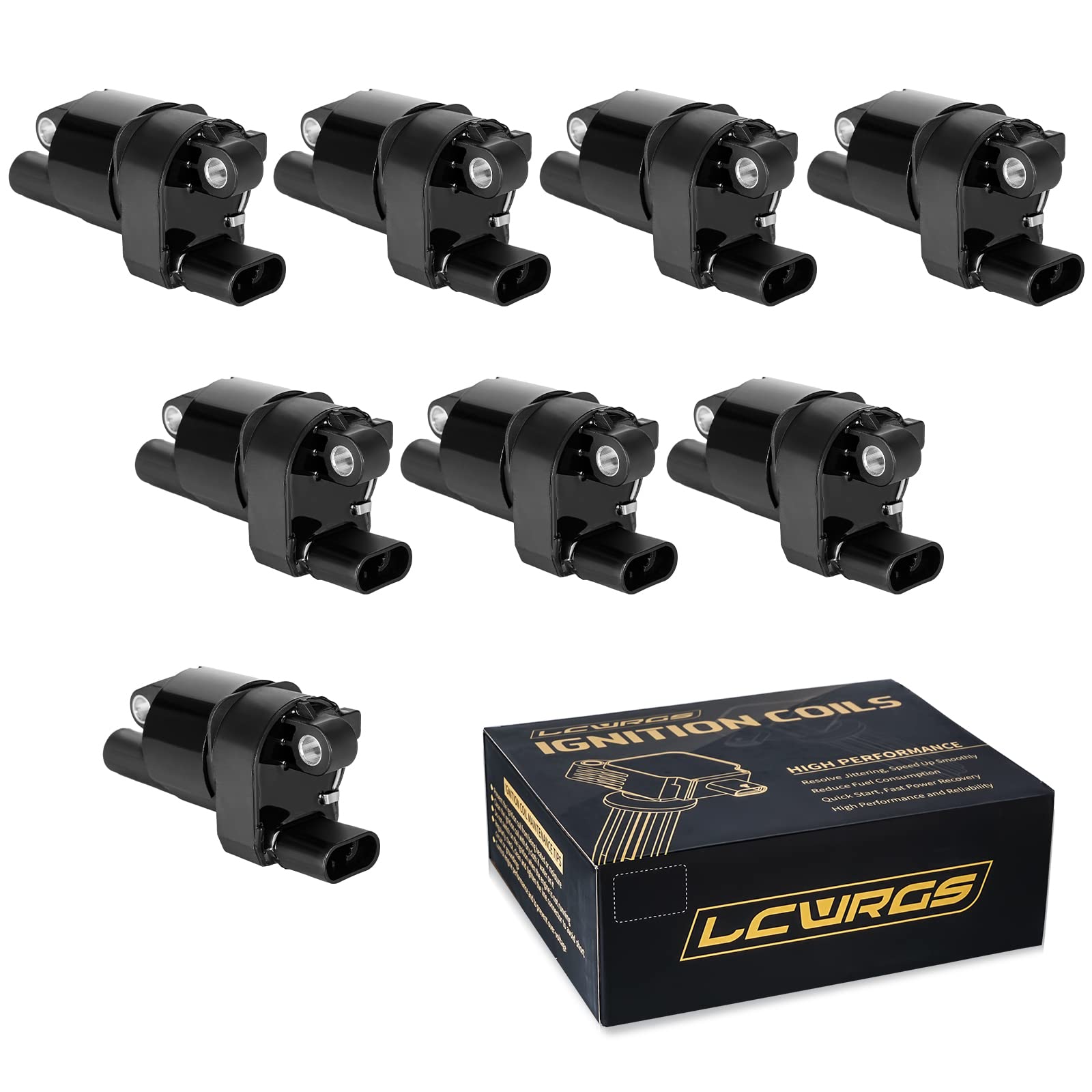 Set Of 8 Round Ignition Coil Pack For 5.3 V8 Chevy Silverado Suburban Tahoe Avalanche Gmc Yukon Sierra Canyon Savana 2007 2008 2009 2010 2011 2012 2013 2014 2015 2016 2017 Coils 5.3L Replaces# Uf414