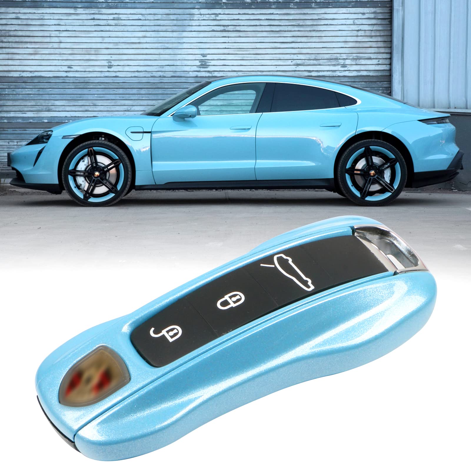 Jaronx Compatible With Porsche Key Fob Cover, Compatible With Porsche Cayenne Panamera Key Fob Cover 2018-2024, Compatible With Porsche Carrera Taycan Key Accessories 2020-2024 (Crystal Blue-New)