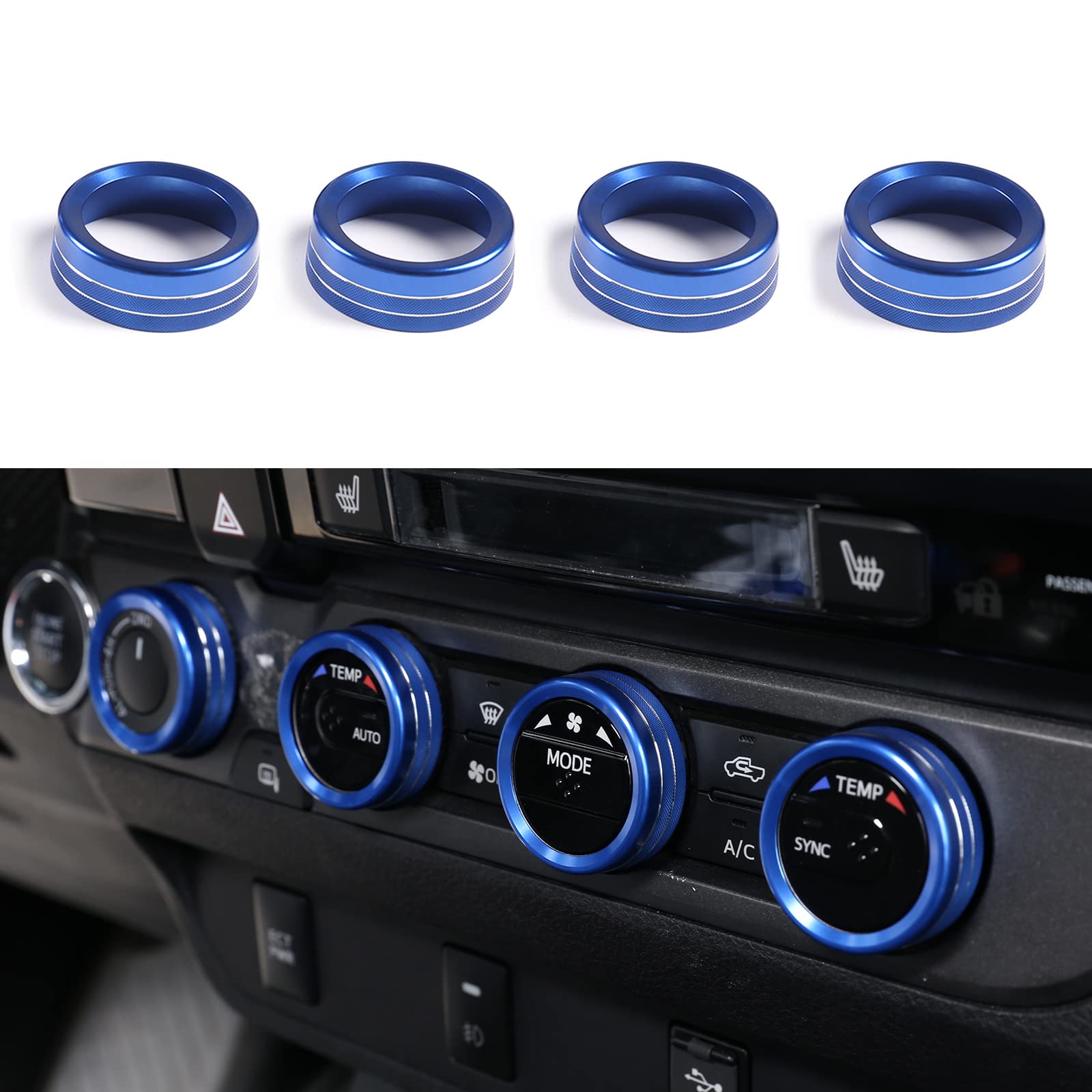Llkuang Aluminum Alloy Air Conditioner Switch Cd Button Knob Cover For Toyota Tacoma 2016-2020(Not Fit For 2021 Tacoma!) (Blue)