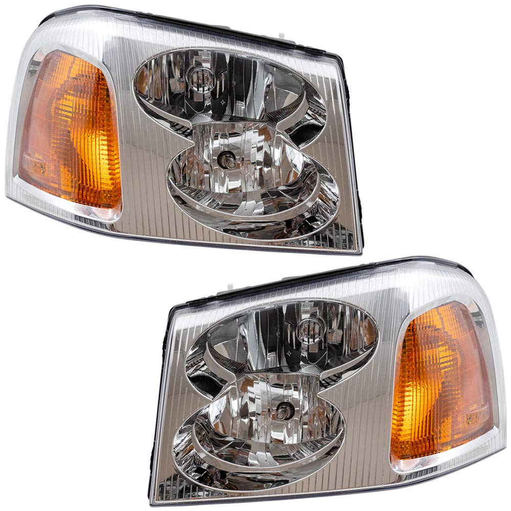 Brock Replacement Driver And Passenger Set Headlights Compatible With 2002-2009 Envoy 15866071 15866070