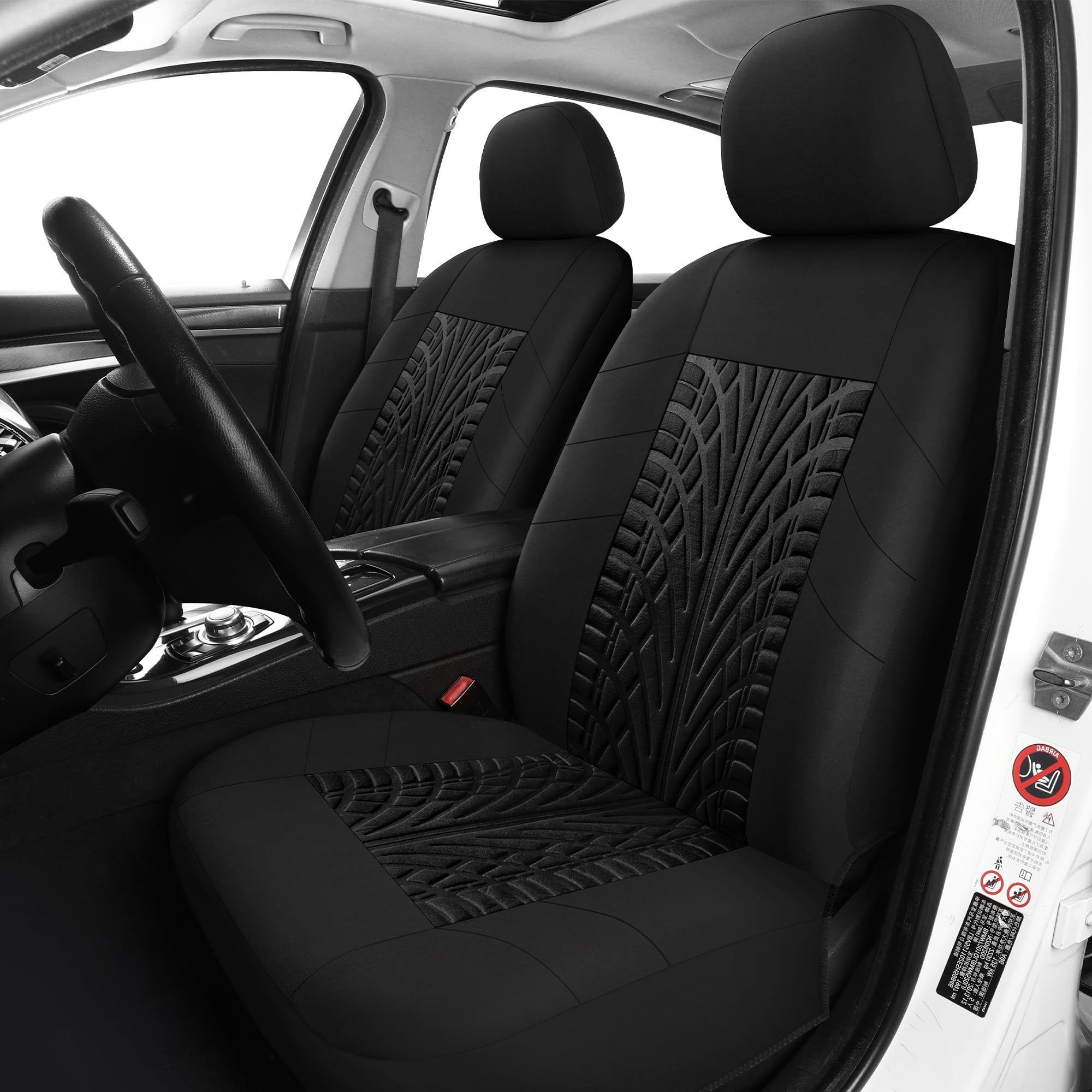 Pariitadin Car Seat Covers Front Pair, Washable And Breathable Seat Covers For Cars, Universal Fit Car Interior Covers For Most Sedan Truck Suv, Black