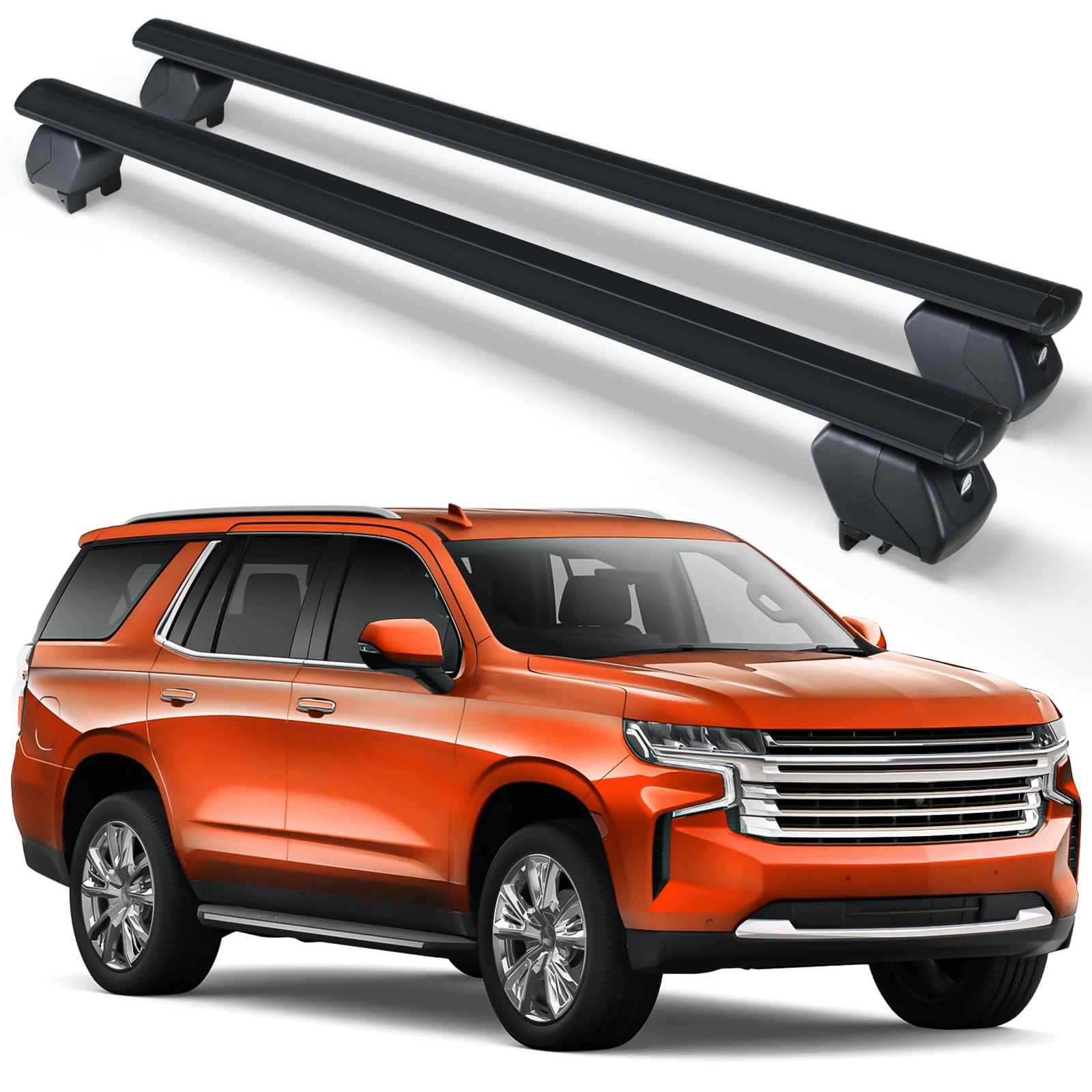 Suorto Heavy Duty 400 Lbs Roof Rack Cross Bars Compatible For 2021 2022 2023 2024 Chevrolet Tahoe, Chevy Suburban, Gmc Yukon & Yukon Xl, Cadillac Escalade Esv With Side Rails, Adjustable Lock Crossbar
