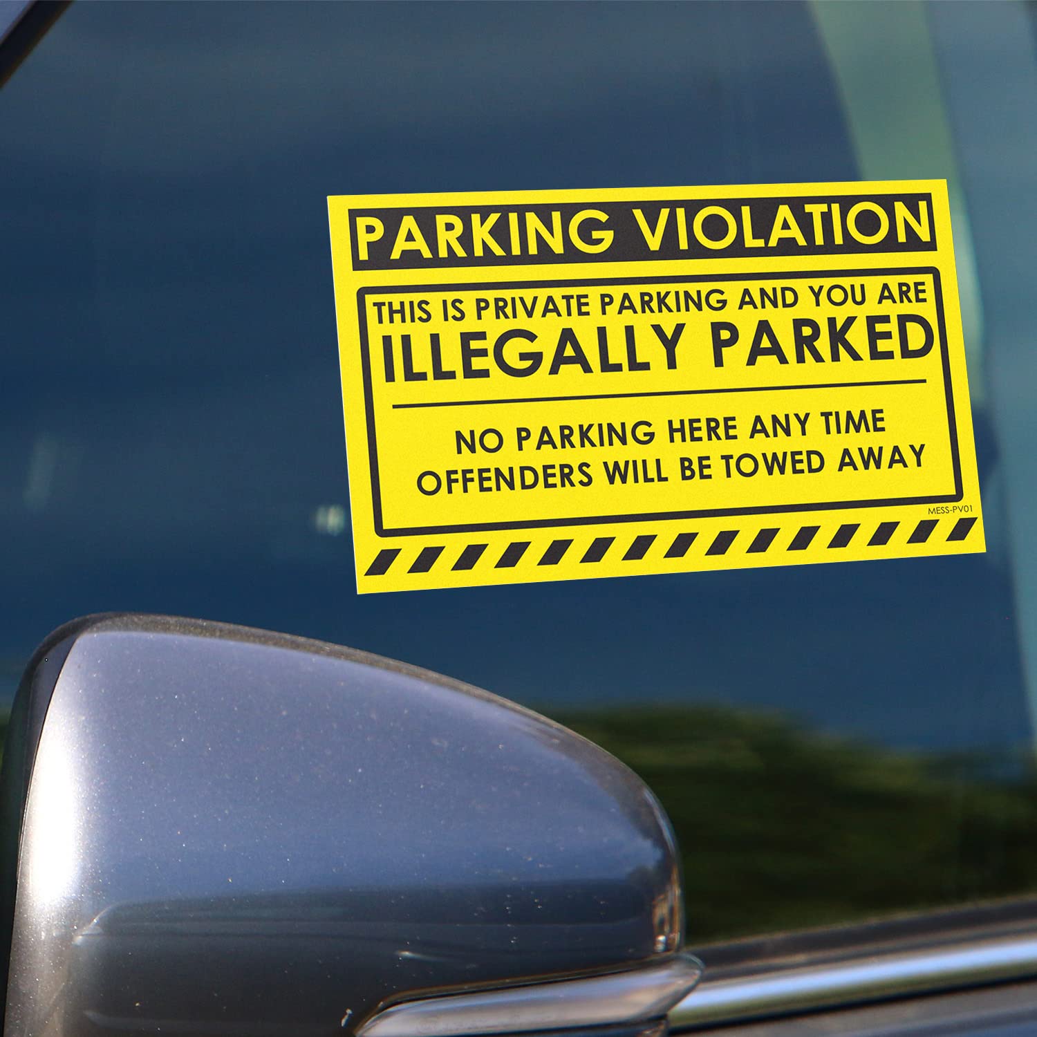 100 Mess Parking Violation Stickers Hard To Remove - No Parking Stickers - Bad Parking Stickers - Super Sticky Warning Stickers For Towing Parked Cars 8X5 In (Yellow Illegally Parked, 100)