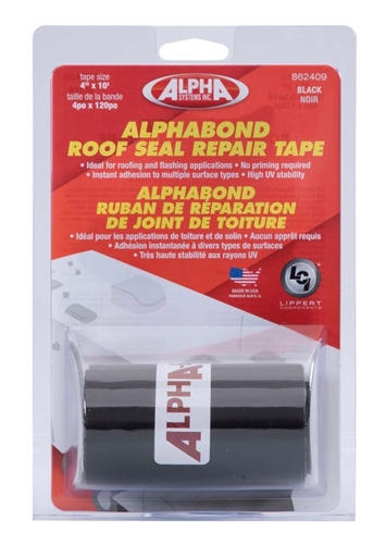 Alpha Systems 862409 Alphabond RV Roof Seal Repair Tape - Black - 4'' x 10 Ft