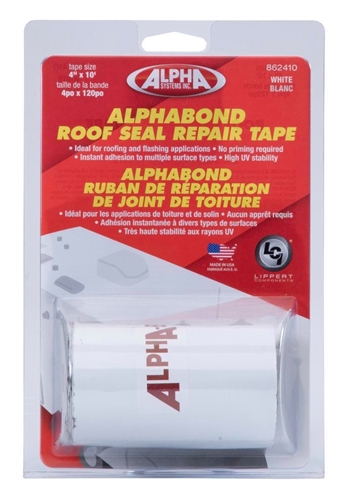 Alpha Systems 862410 Alphabond RV Roof Seal Repair Tape - White - 4'' x 10 Ft