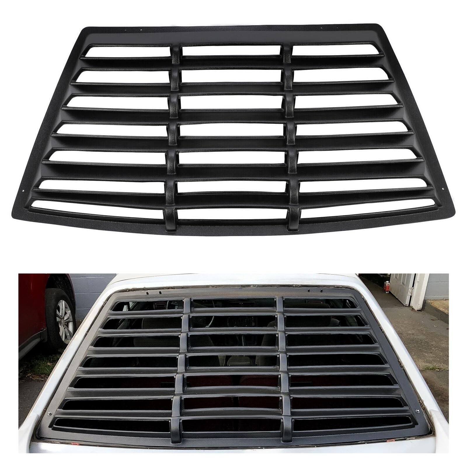 Kuafu Rear Window Louver Compatible With 1979-1993 Ford Mustang Fastback Hatchback Windshield Cover Vents Sun Shade Black