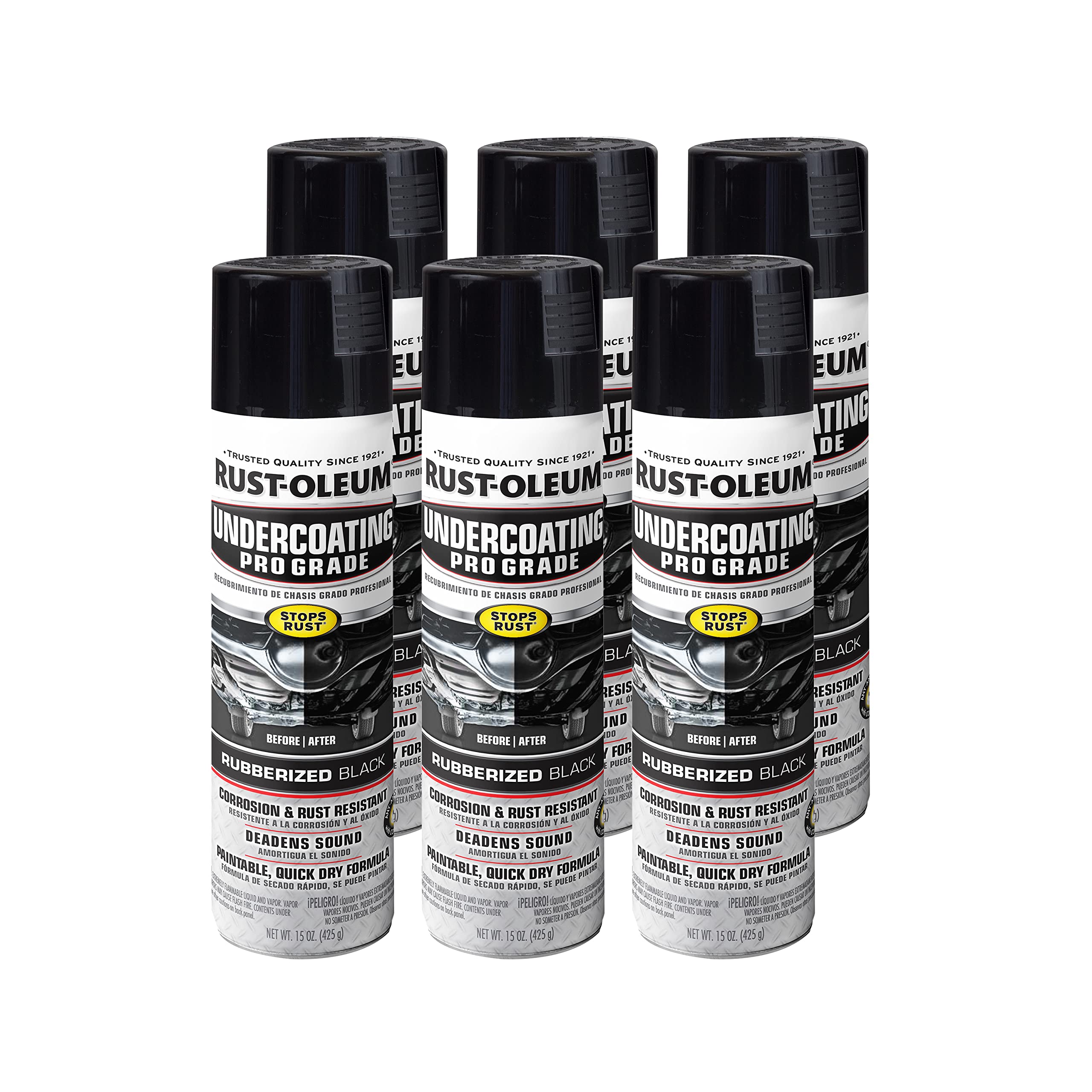 Rust-Oleum 248656 Professional Grade Undercoating Spray, 15 Ounce (Pack Of 6), Black, 90 Ounce