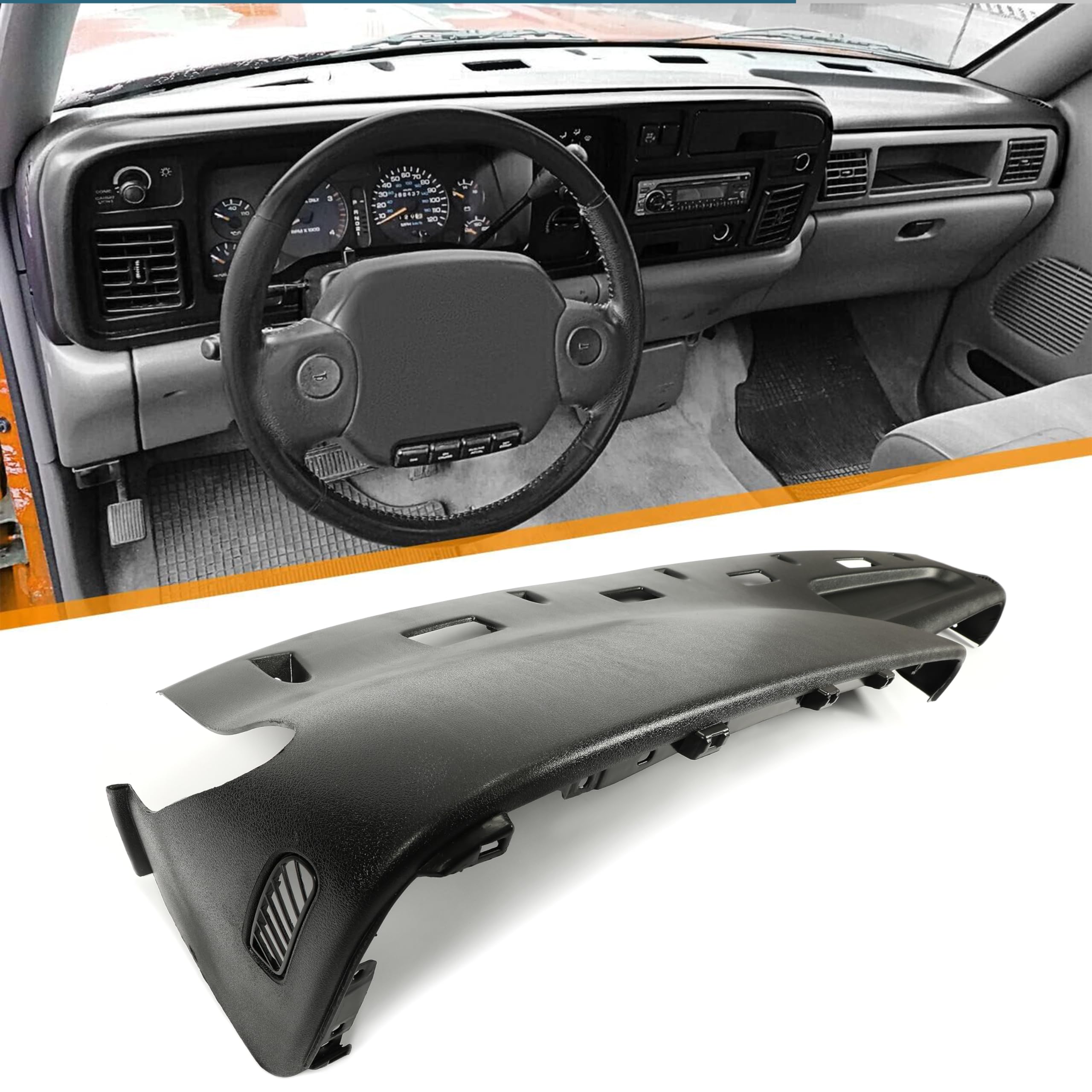 Kuafu Dash Replacement Compatible With 1994-1997 Dodge Ram 1500 2500 3500 Replace For 5Ey72Rc8 Black Upper Panel Dashboard