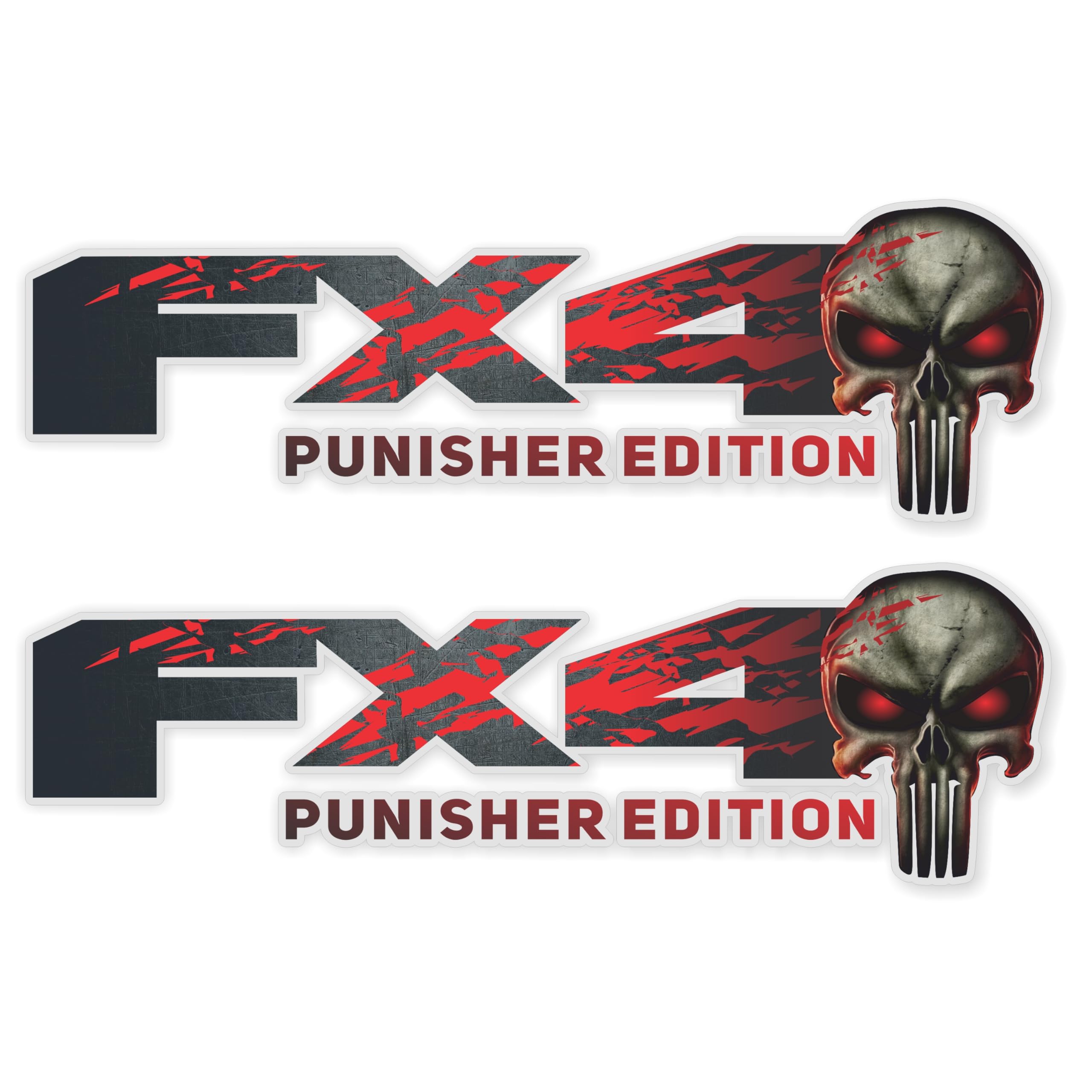 Fx4 Decals Replacement Stickers, Compatible With Ford F150 Truck, Skull Edition, Set Of 2, Premium Series (Metallic Finish)