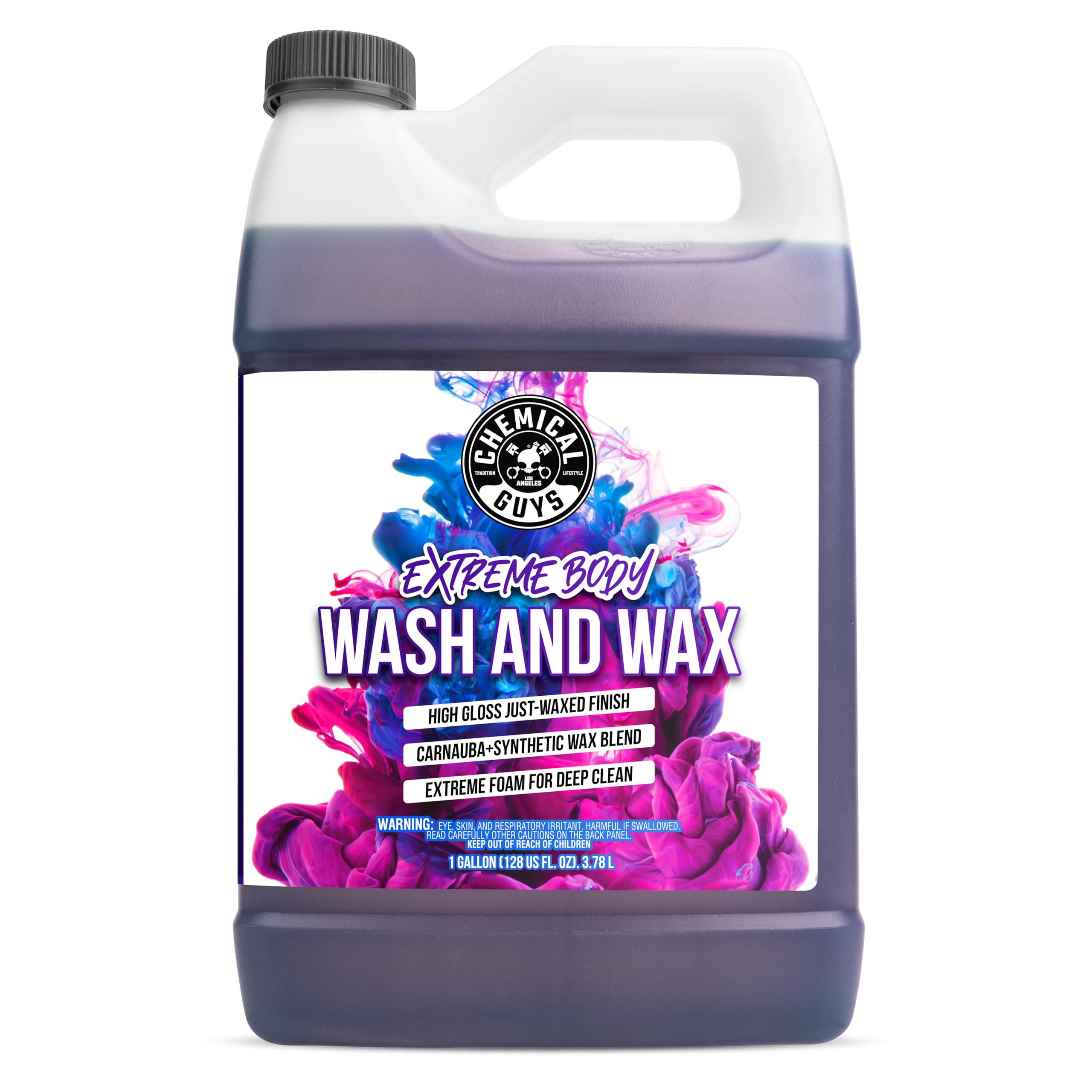 Chemical Guys Cws207 Extreme Bodywash & Wax Foaming Car Wash Soap, (Works With Foam Cannons/Guns Or Bucket Washes) For Trucks, Motorcycles, Rvs & More, 128 Fl Oz (1 Gallon), Grape Scent