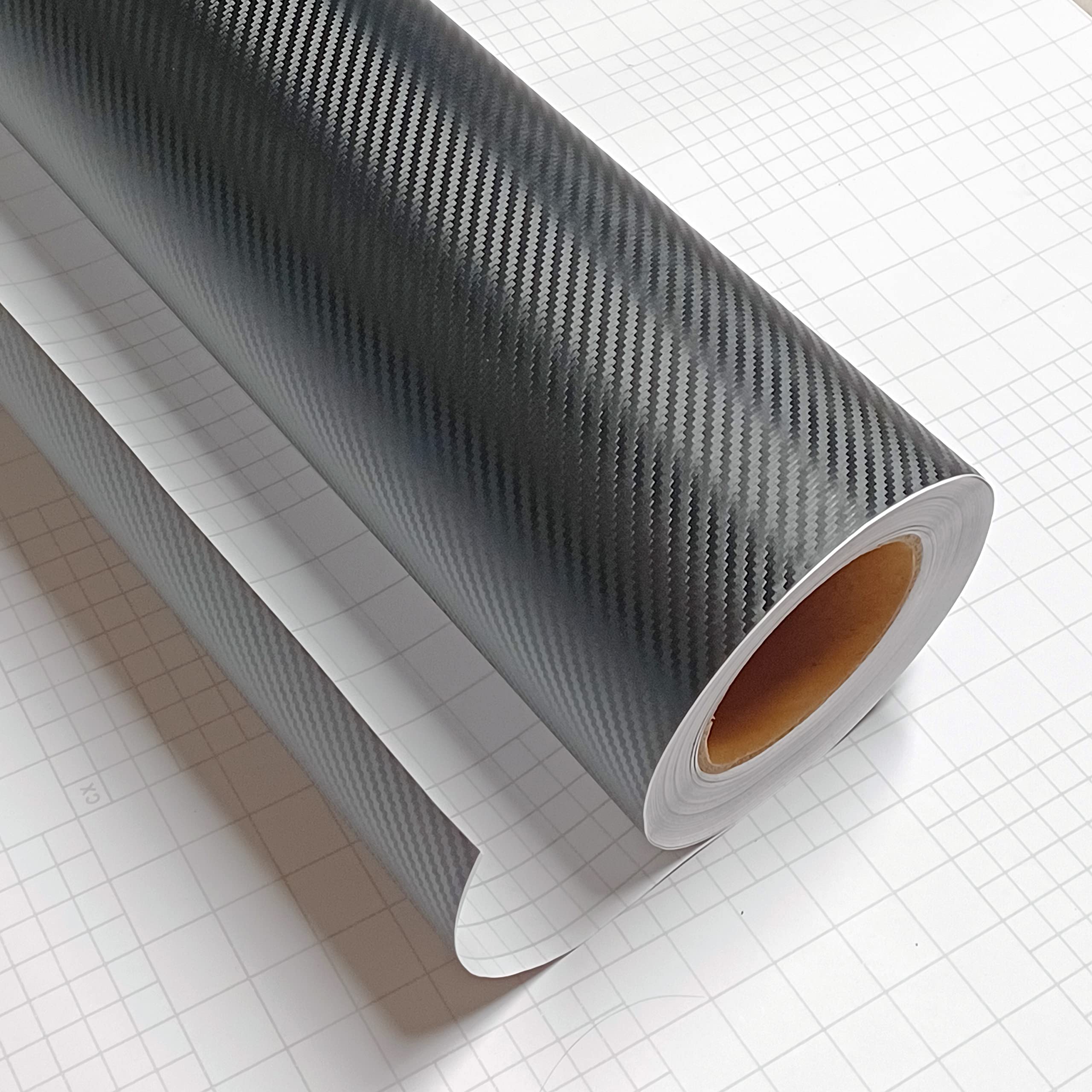 3D Carbon Fiber Film Twill Weave Vinyl Sheet Roll Wrap (24' X 60', Black)