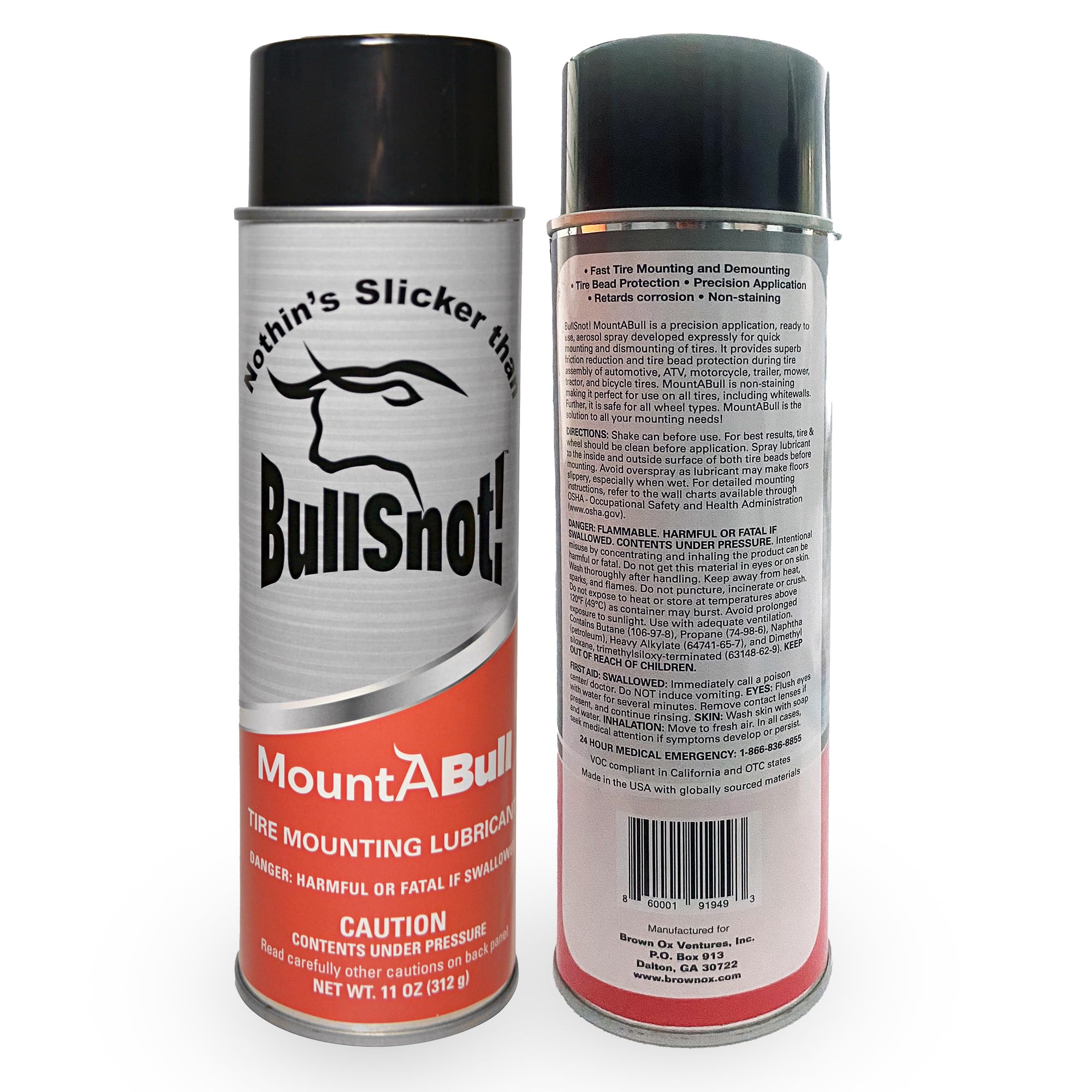 Bullsnot! Mountabull Tire Mounting Lubricant – Non-Staining Aerosol Spray For Quick Tire Mounting, Bead Protection, Rust & Corrosion Resistance – 11Oz