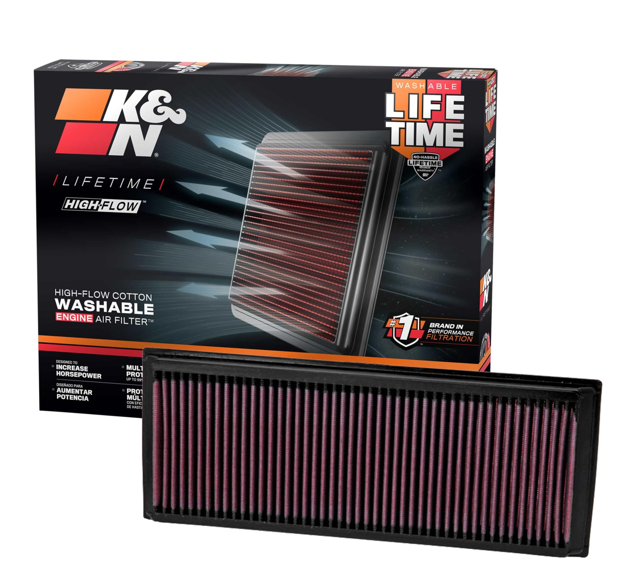 K&N High-Flow Original Lifetime Engine Air Filter: Increase Power & Acceleration, Washable, Premium: Compatible With 2003-2019 Volswagen/Audi (Beetle, Passat, Jetta, Tiguan, Q3, Q3 Quattro), 33-2865