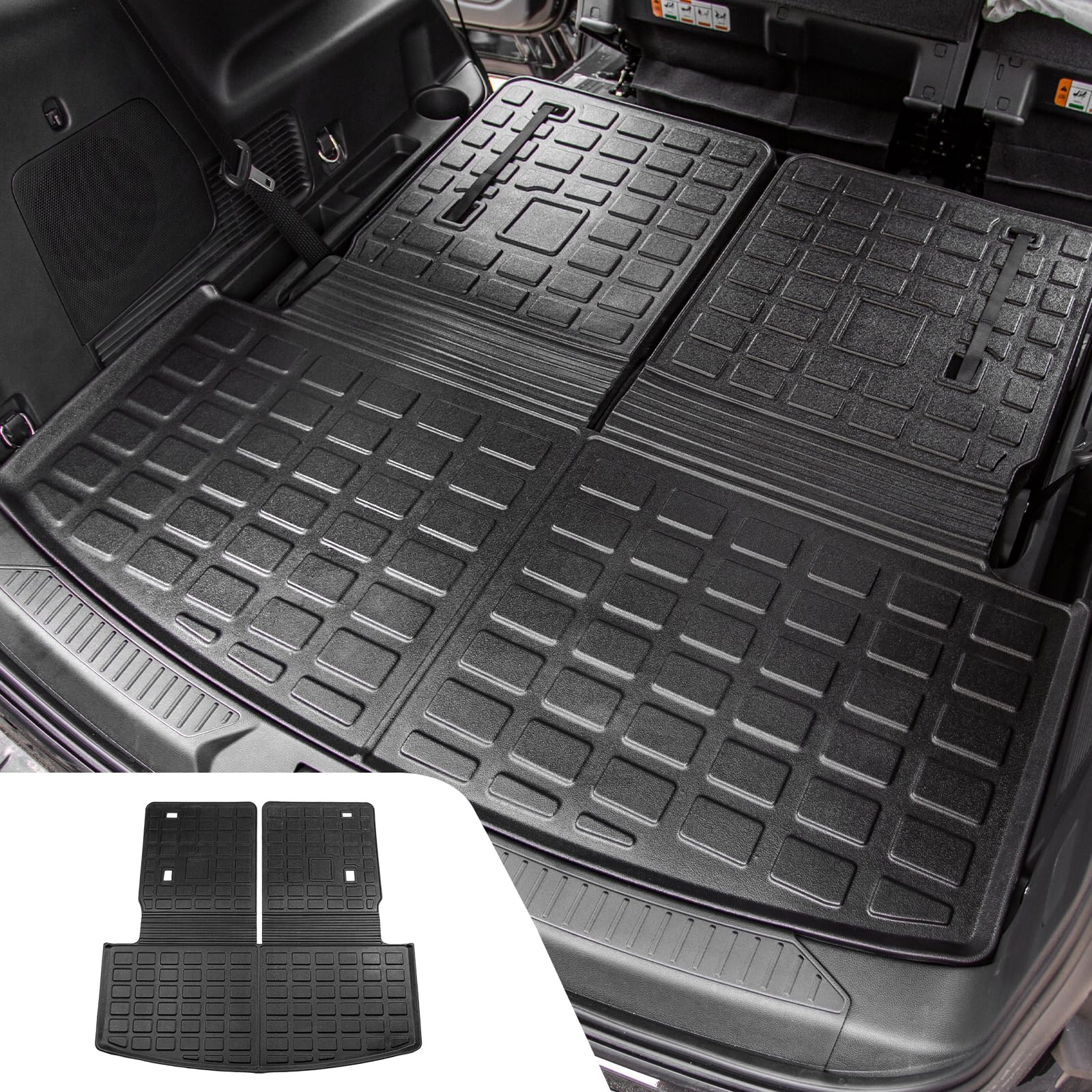 Dattumar Cargo Mat Compatible With 2020-2025 Ford Explorer Tpe All Weather Trunk Mat Back Seat Cover Protector For 6&7 Passenger 2024 Explorer Accessories (Upgrade Trunk Mat With Backrest Mat)