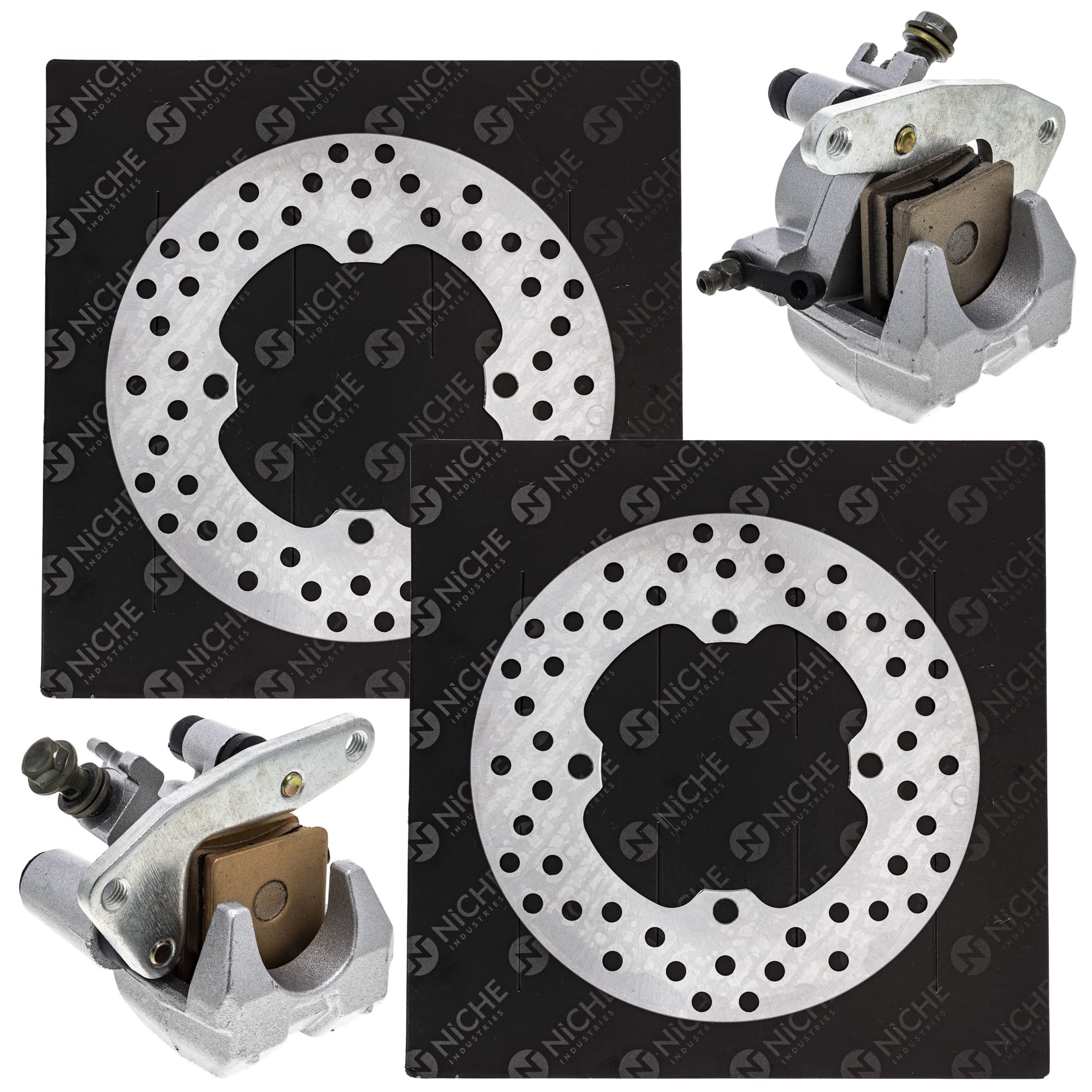 Niche Front Brake Rotor Caliper Kit For Yamaha Grizzly 660 700 5Km-2582T-10-00 5Km-2582T-00-00 4Wv-2580T-10-00
