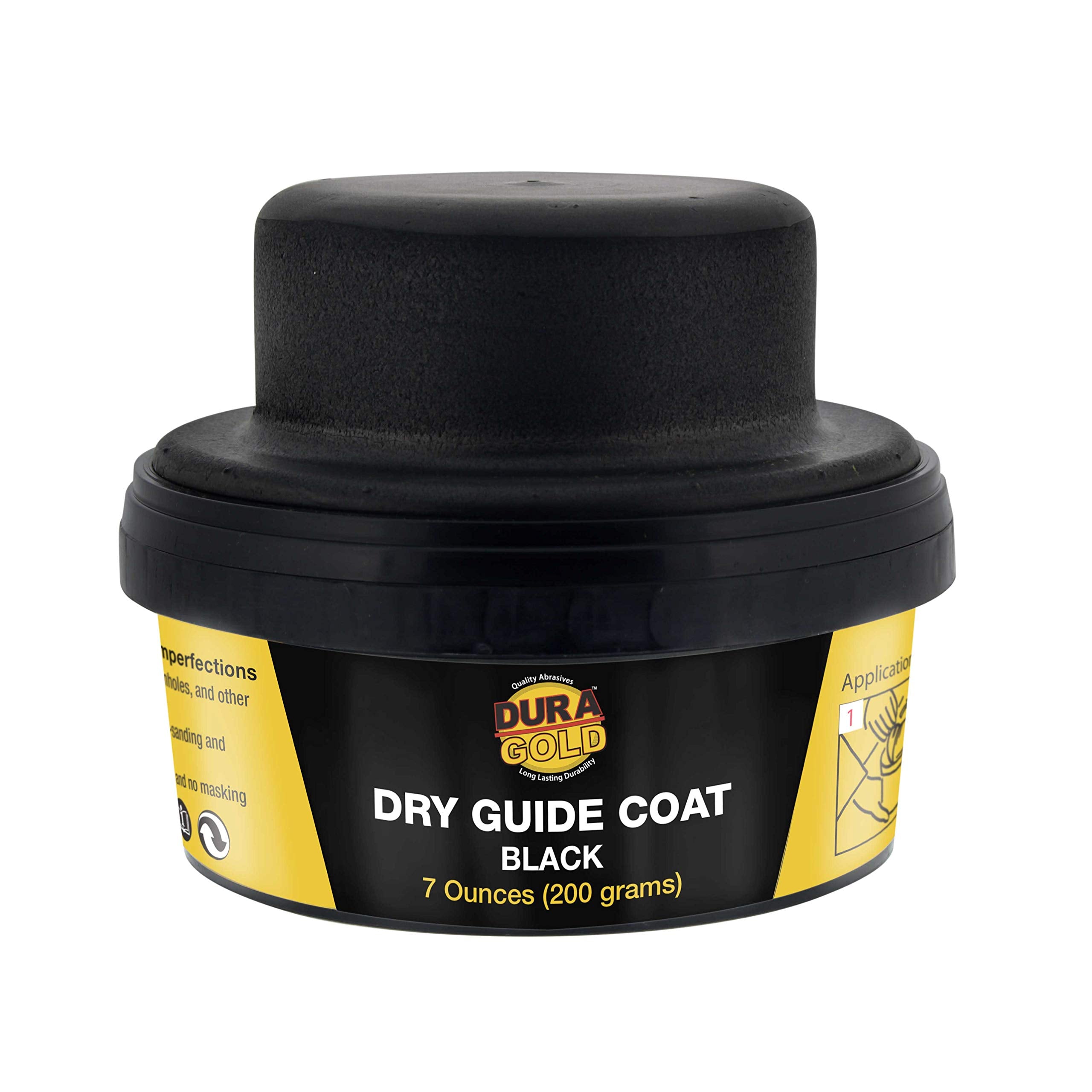 Dura-Gold Premium Black Dry Guide Coat Kit, 7 Ounces (200 Grams) - Powder That Instantly Highlights Auto Bodyshop Repair Surface Imperfections, Identify Body Filler Pinholes, Sanding Scratches Defects