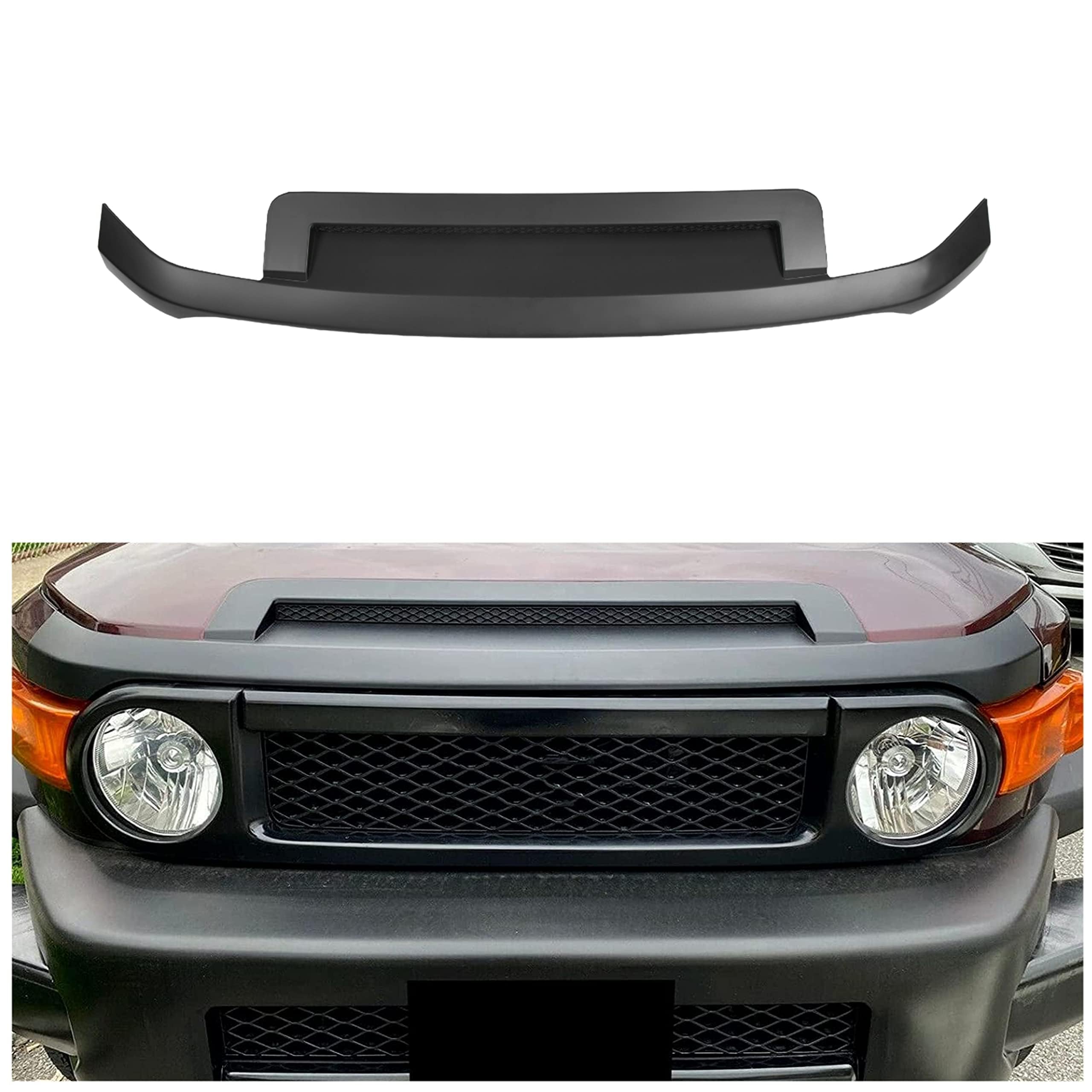 Hecasa Black Hood Molding Trim Compatible With 2007-2011 Toyota Fj Cruiser Replacement For To1235102 7618035031C0