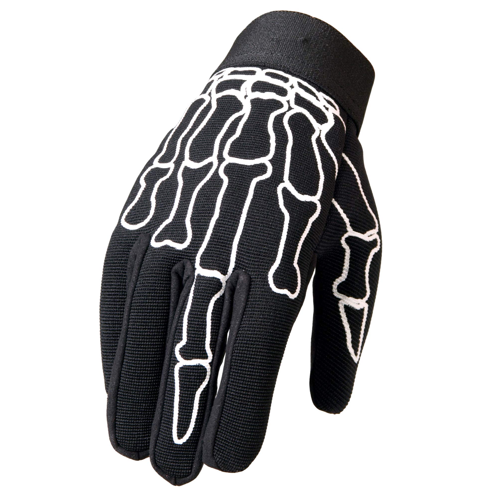 Hot Leathers Skeleton Finger Mechanic Gloves (Black, Small)