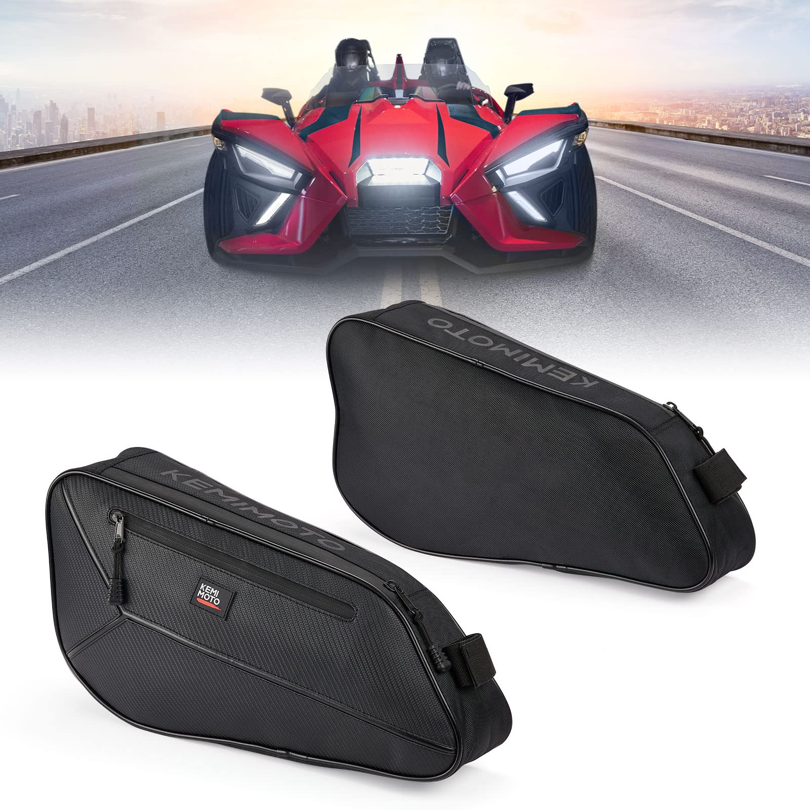 Kemimoto Side Storage Bags, Side Door Bag, Water-Resistant Anti-Scratch With Zipper Compatible With Polaris Slingshot Sl S Le Slr Gt Accessories 2024 2023 2022 2021 2020 2019-2015