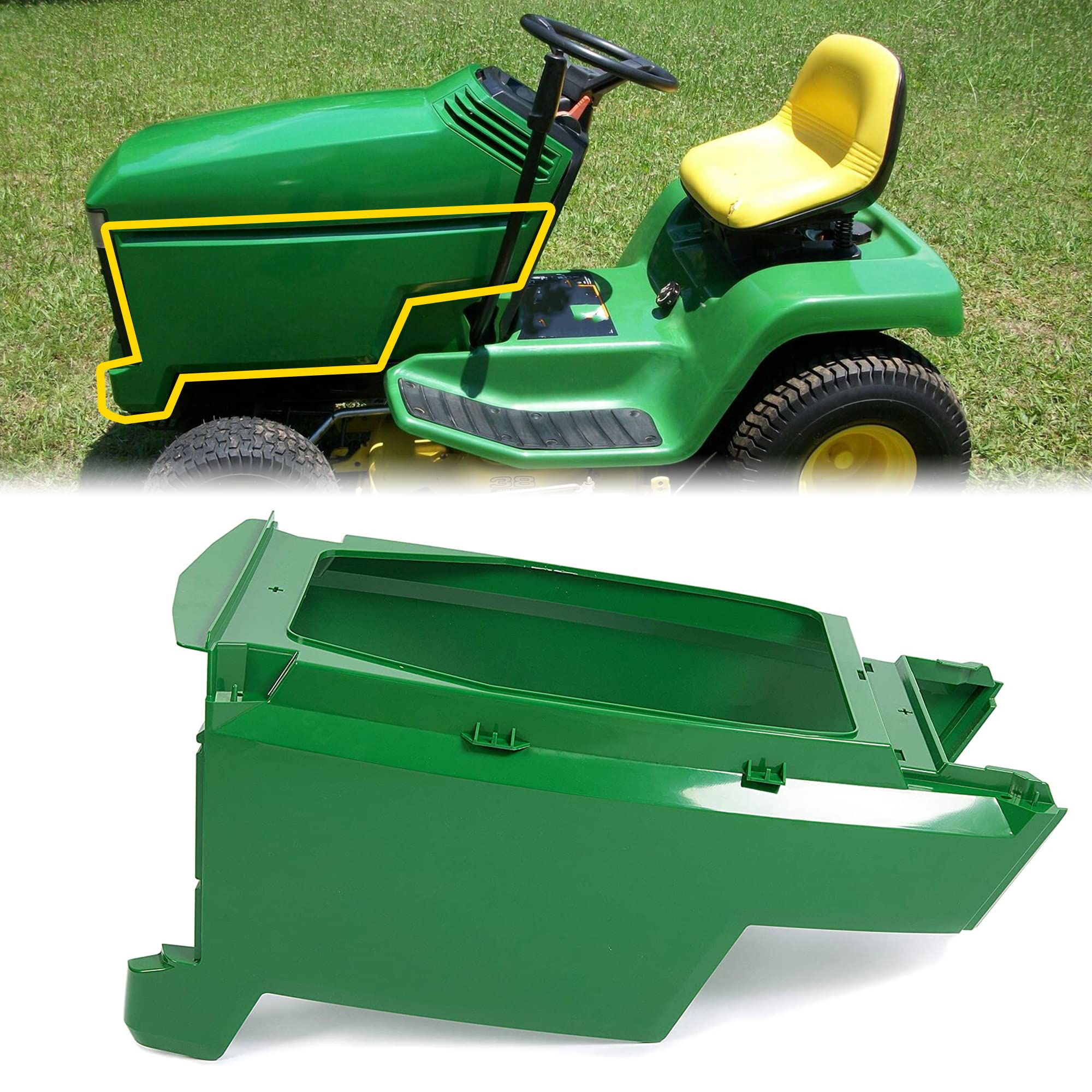 Hecasa Lower Hood Kit Assembly Compatible With John Deere Lx172 Lx173 Lx176 Lx178 Lx186 Lx188 Gt242 Gt262 Gt275 Replacement For Am117724