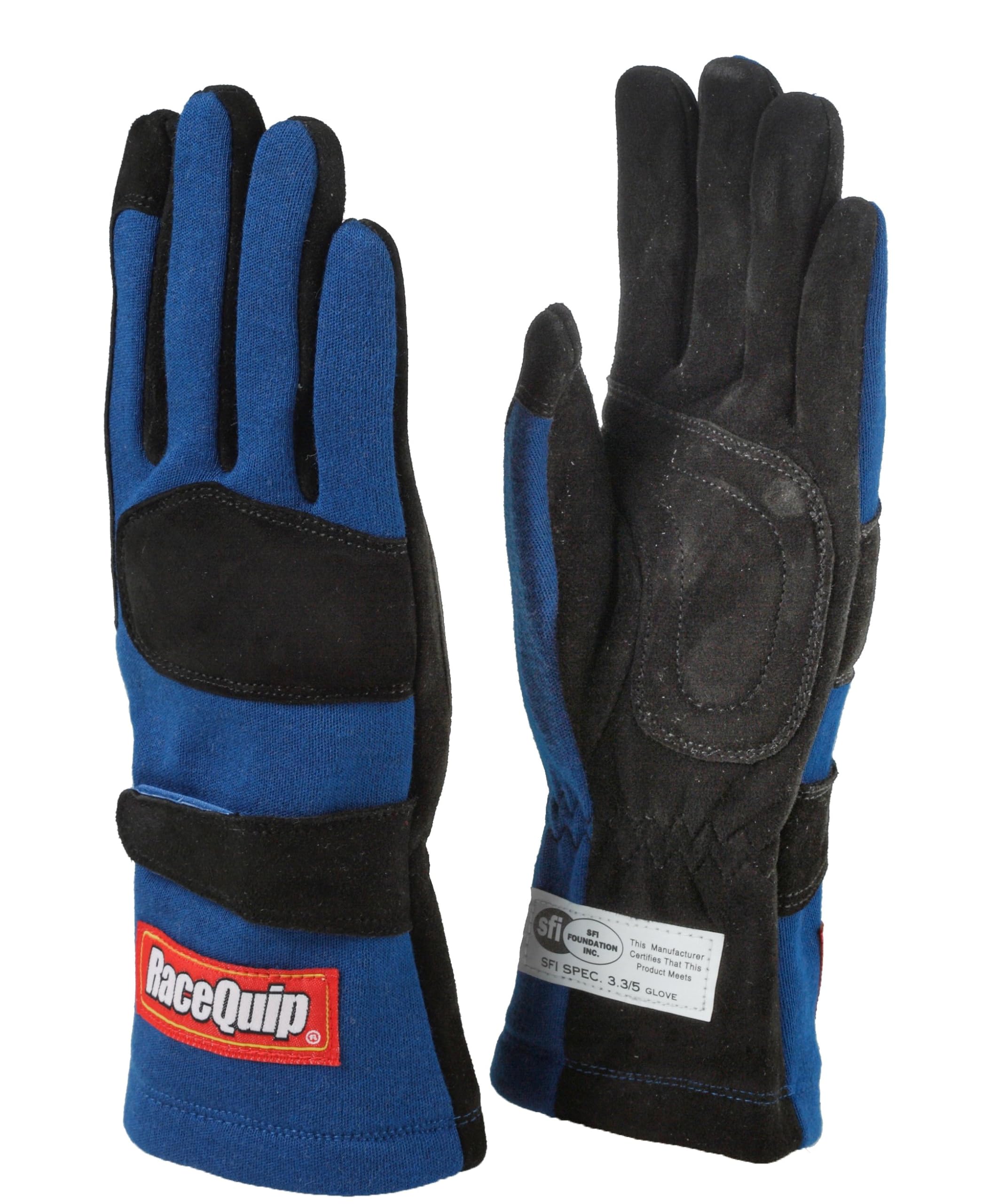 Racequip Race Gloves 355 Series 2 Layer Nomex Sfi 3.3/5 Certified Blue Medium 355023