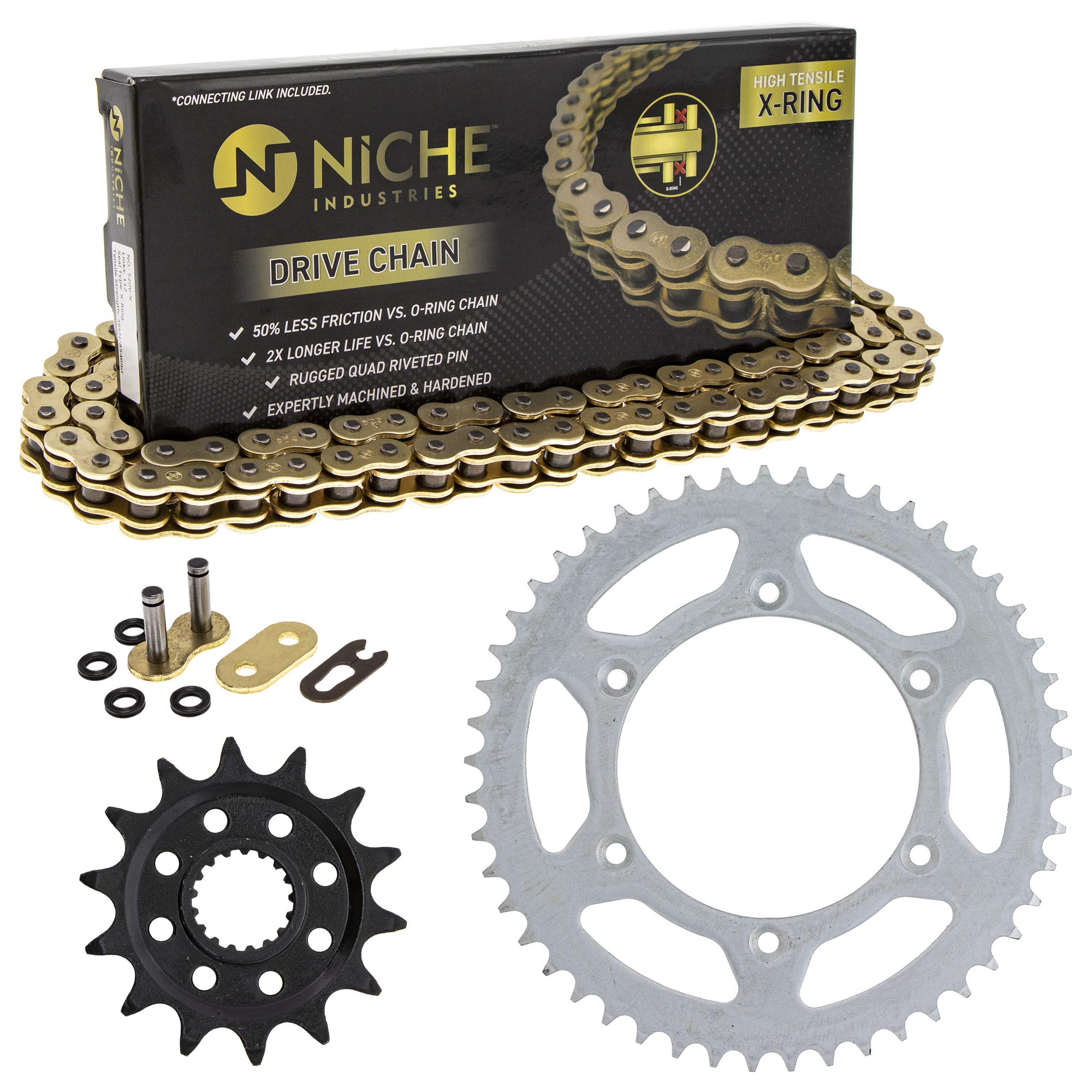 Niche Drive Sprocket Chain Combo For Suzuki Rmz450 Front 14 Rear 49 Tooth 520V-X X-Ring 114 Links