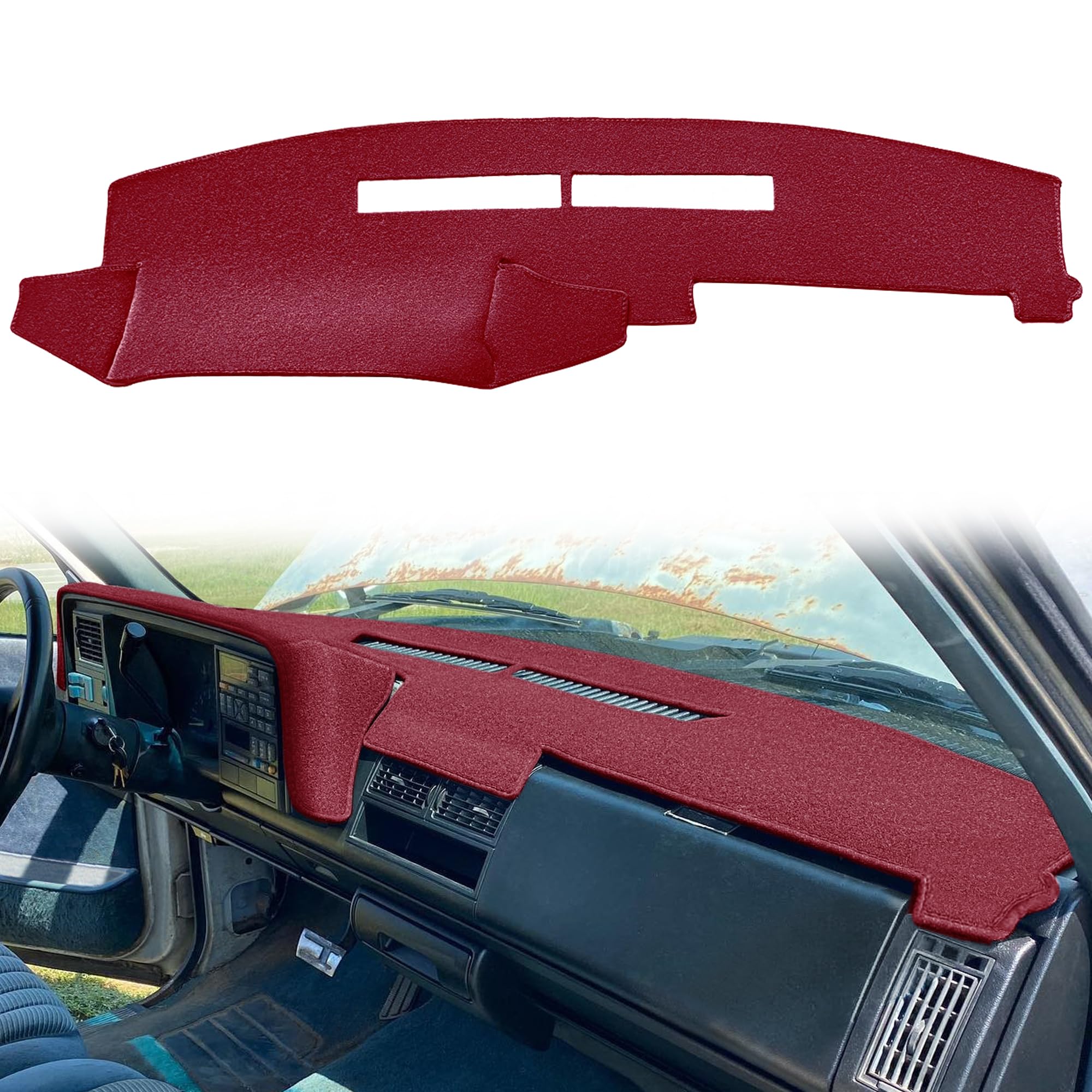 Dashboard Cover Dash Cover Mat Fit For Chevy Chevrolet Silverado/Gmc Sierra C1500 C2500 C3500 K1500 K2500 K3500 Pickup Truck 1988-1994, 1992-94 Gmc Yukon/Chevy Blazer Suburban (88-94, Maroon) Y25