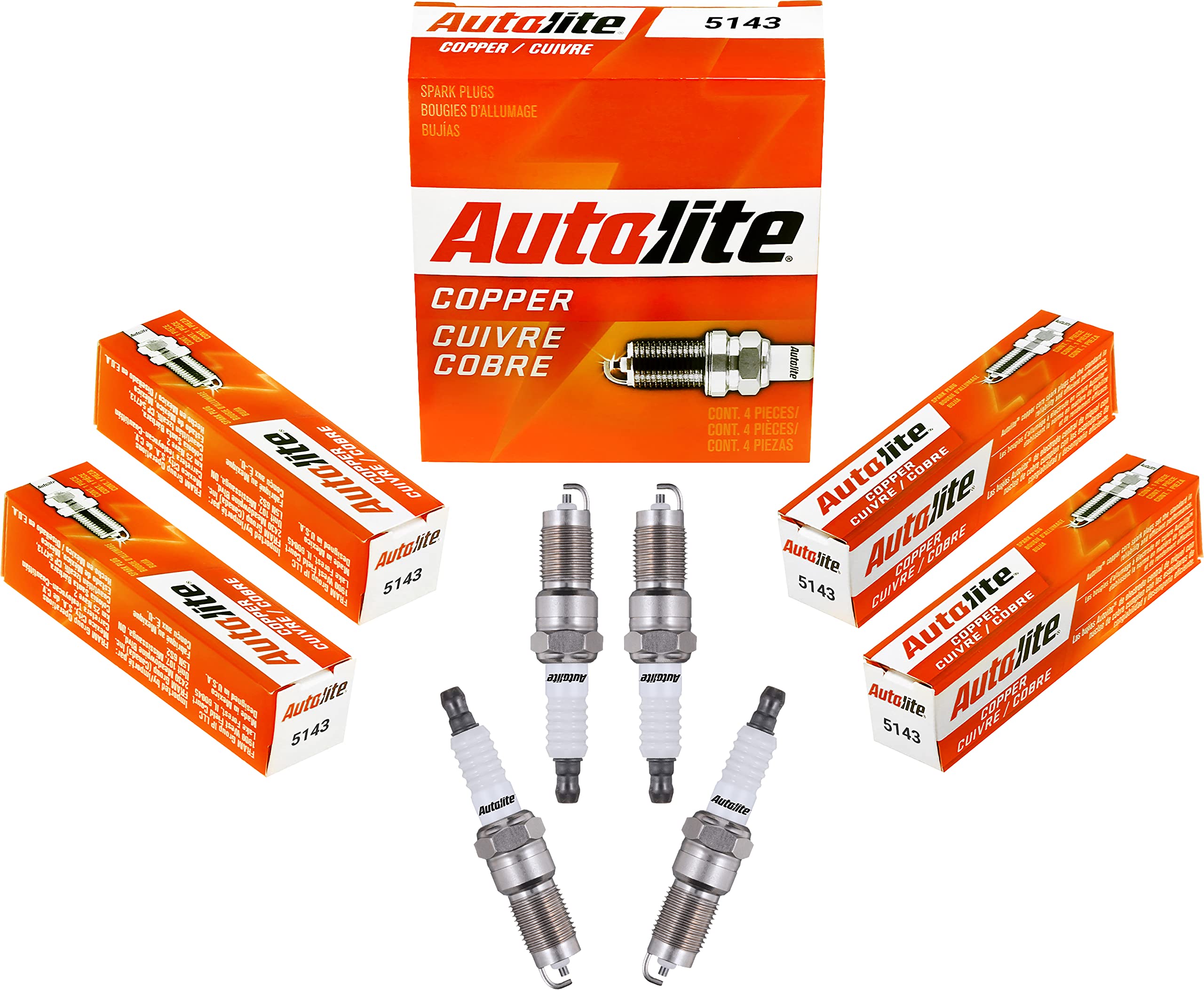 Autolite 5143 Copper Resistor Automotive Replacement Spark Plugs (4 Pack)