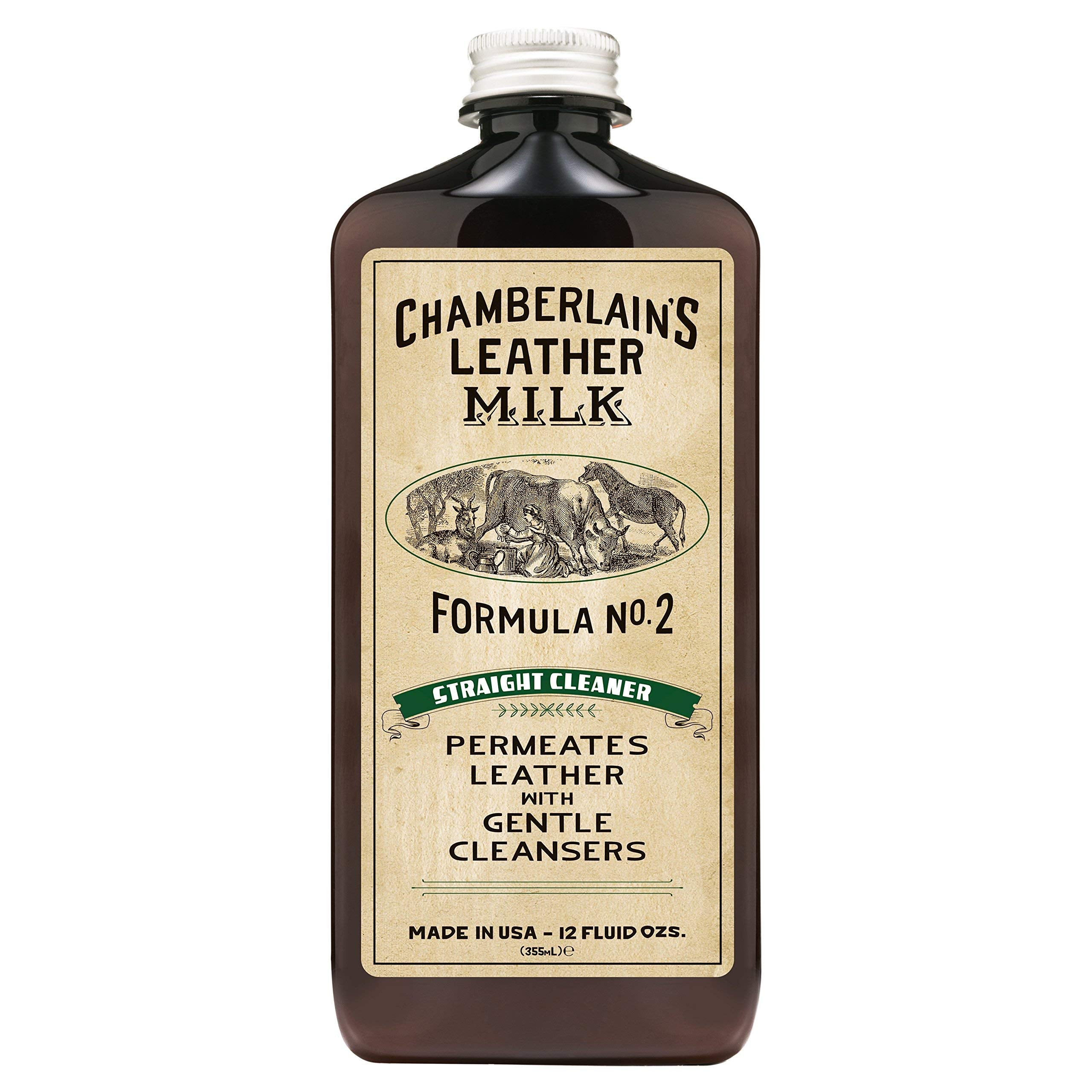 Leather Milk Leather Cleaner - Straight Cleaner No. 2 - All Natural, Non-Toxic Deep Cleaner Made In The Usa. 2 Sizes. Includes Premium Cleaning Pad!