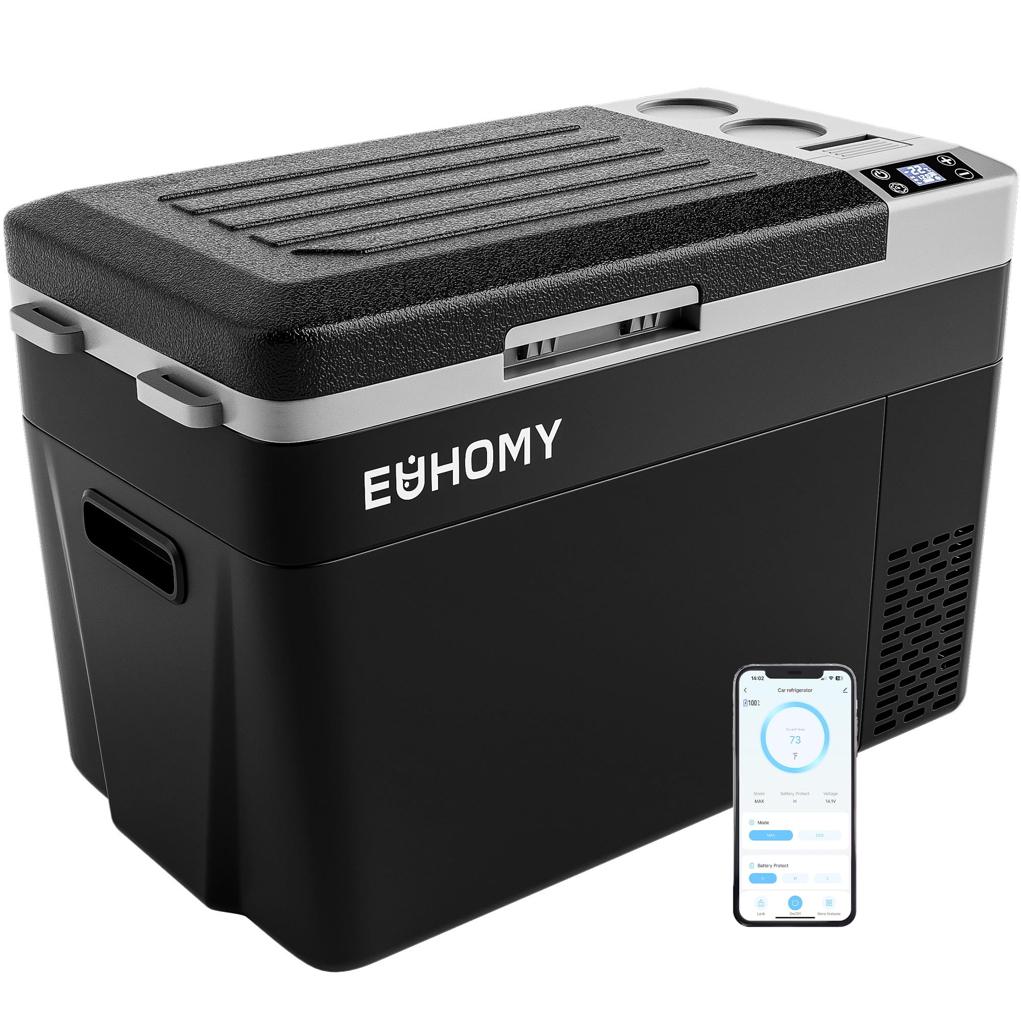 Euhomy 12 Volt Refrigerator, 32Qt(30L) Portable Refrigerator, Car Fridge App Control, Car Refrigerator 12/24V Dc 110-240V Ac, Portable Freezer Usable Battery For Camping, Travel, Truck, Outdoor