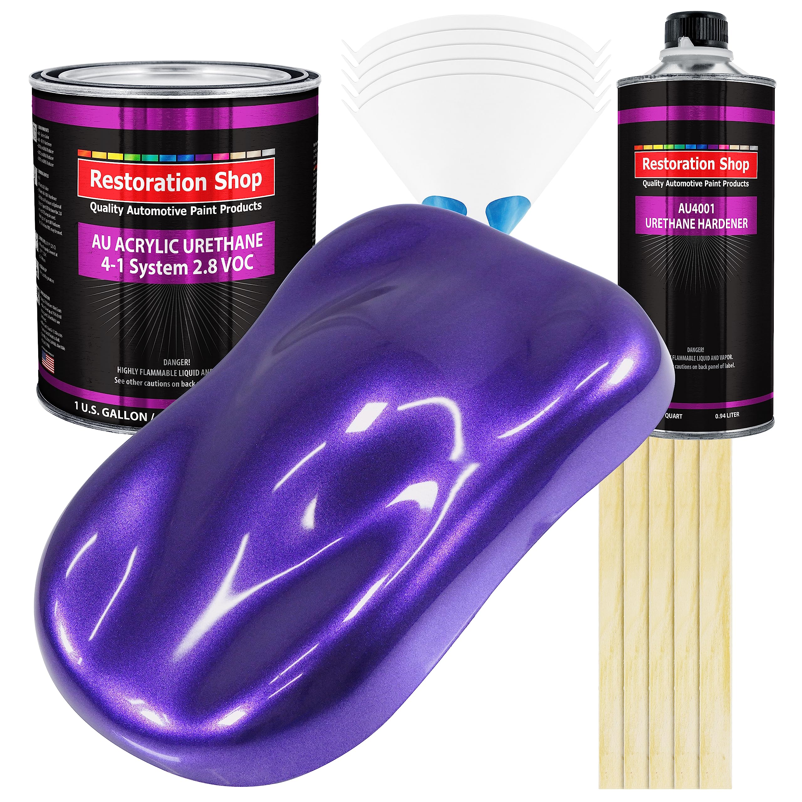 Restoration Shop - Firemist Purple Acrylic Urethane Auto Paint - Complete Gallon Paint Kit - Professional Single Stage High Gloss Automotive, Car, Truck Coating, 4:1 Mix Ratio, 2.8 Voc