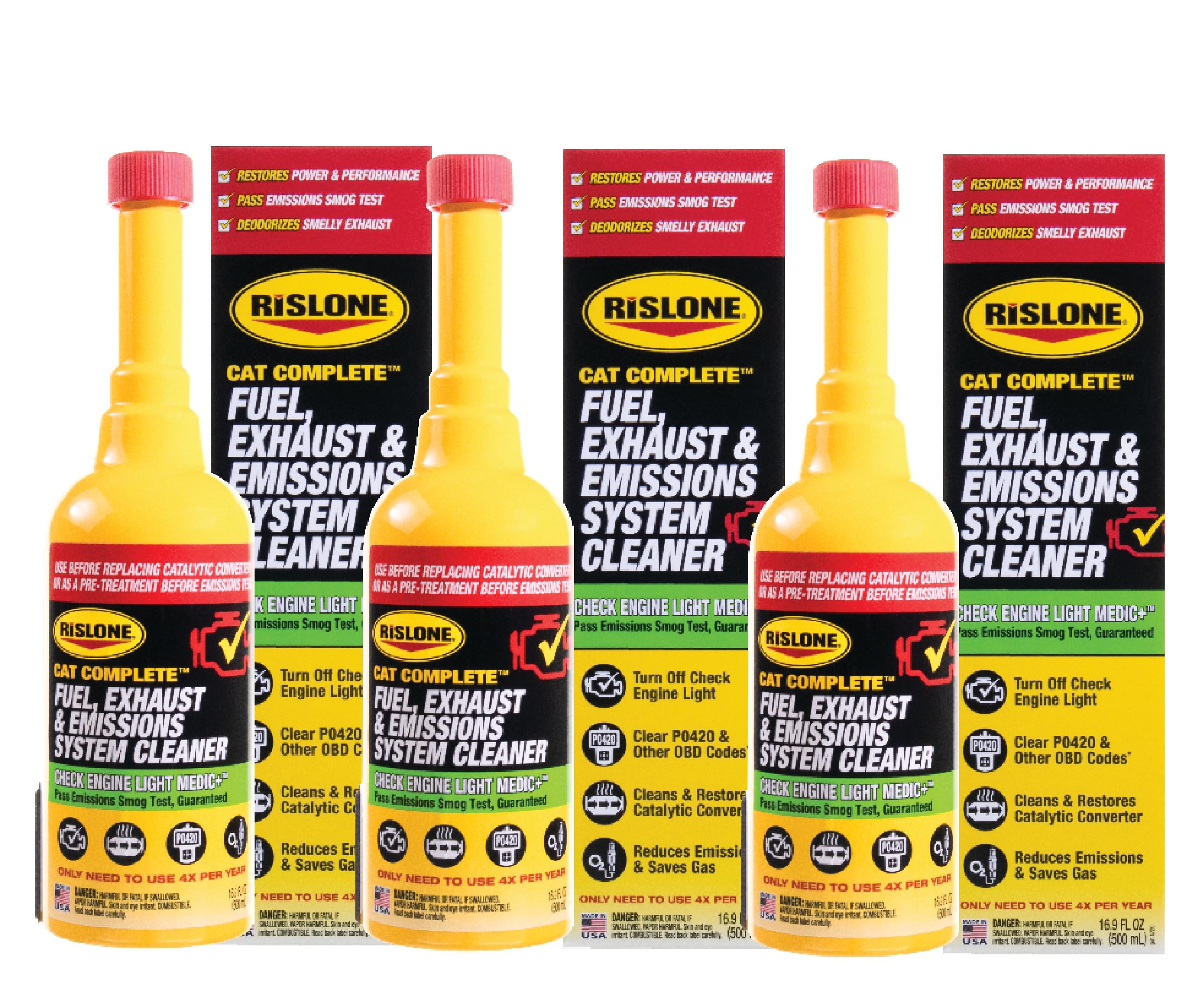 Rislone Cat Complete Fuel, Exhaust And Emissions System Cleaner, Pack Of 3